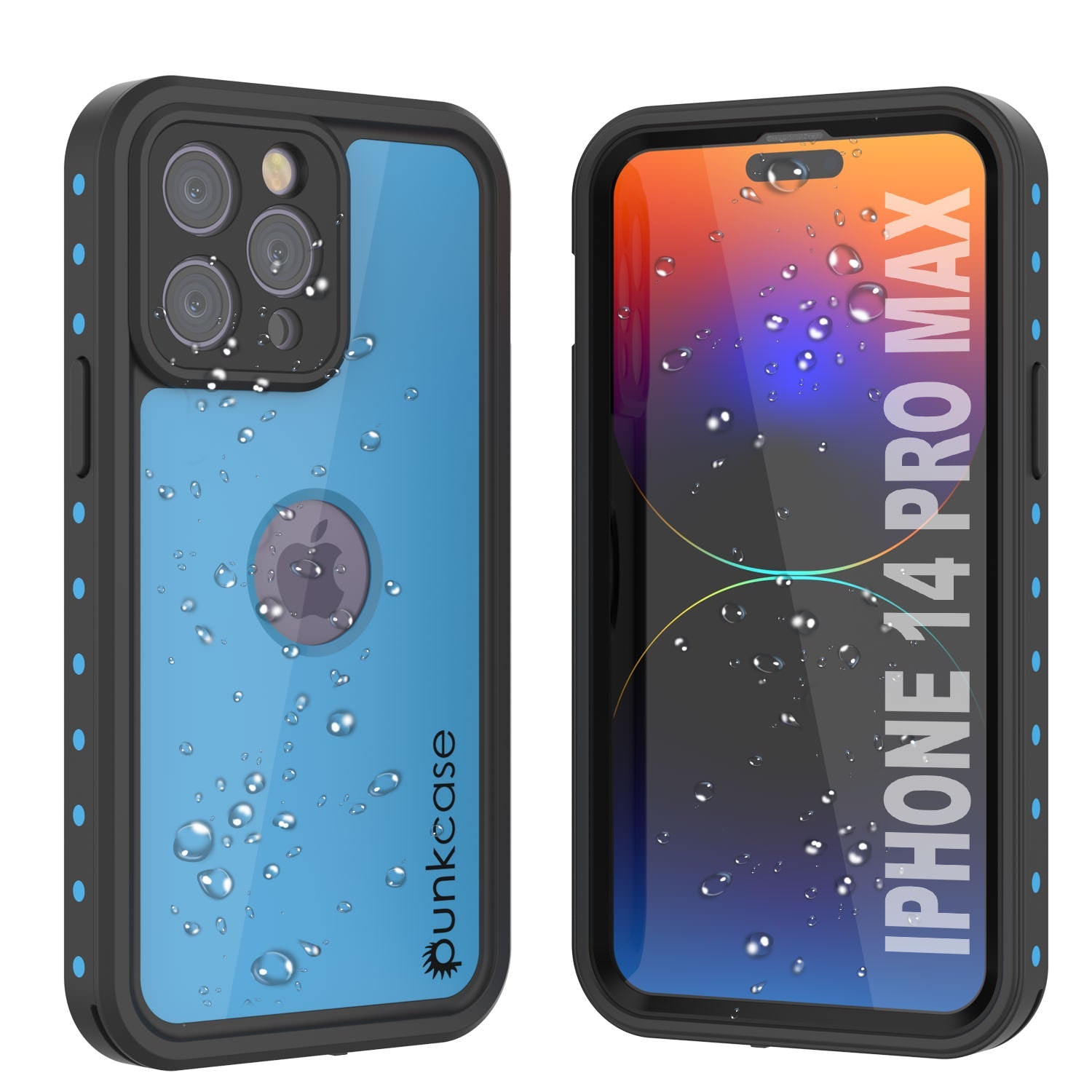 Capa impermeável IP68 para iPhone 14 Pro Max, Punkcase [Azul claro] [Série StudStar] [Ajuste Slim] [À prova de sujeira]