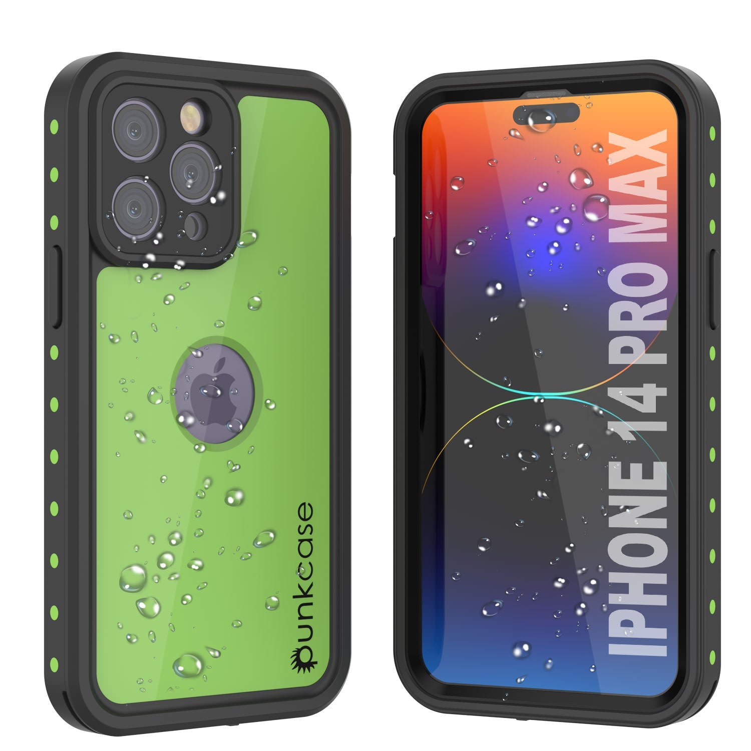 Capa à prova d'água IP68 para iPhone 14 Pro Max, Punkcase [Verde claro] [Série StudStar] [Ajuste Slim] [À prova de sujeira]