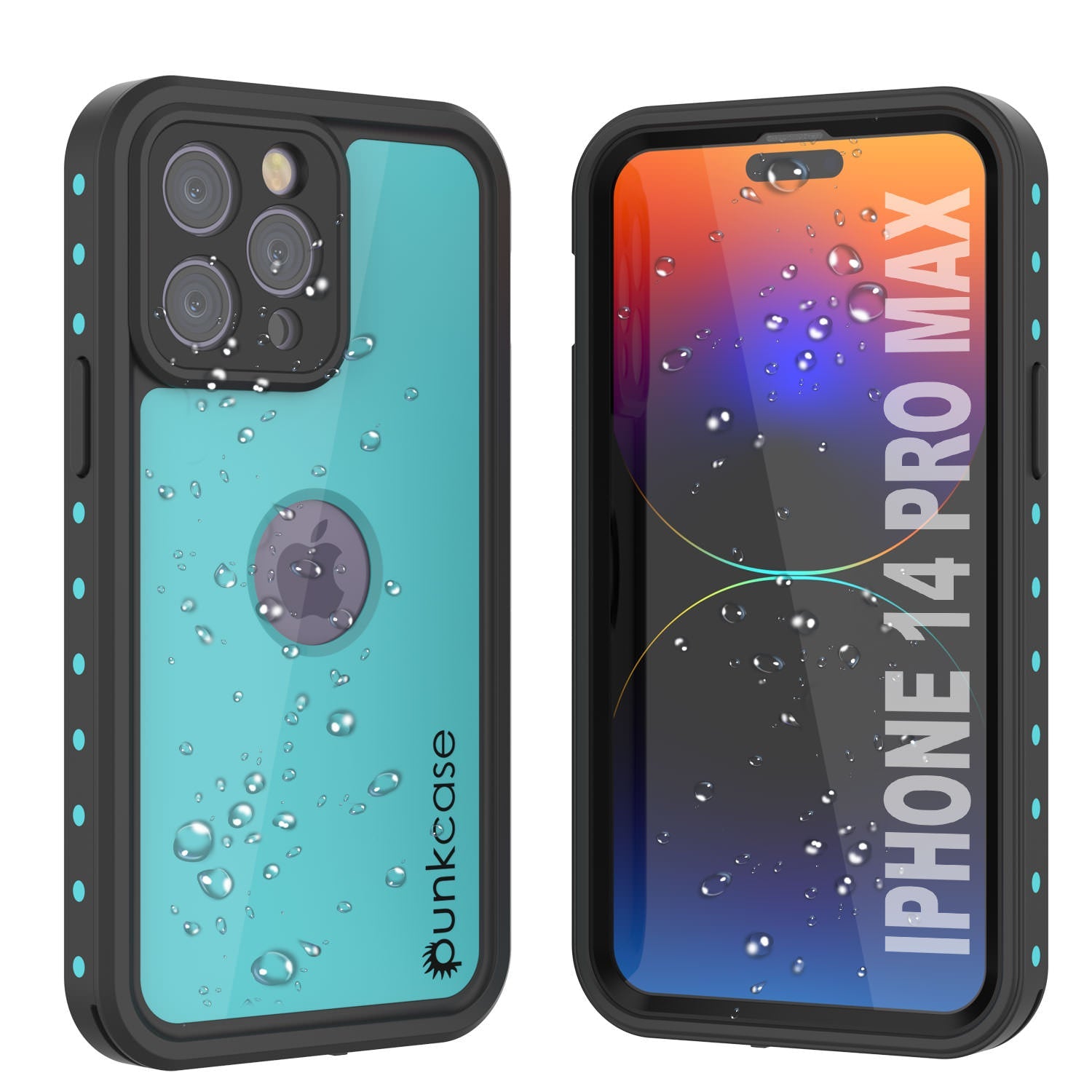 Capa à prova d'água IP68 para iPhone 14 Pro Max, Punkcase [Verde-água] [Série StudStar] [Ajuste fino]