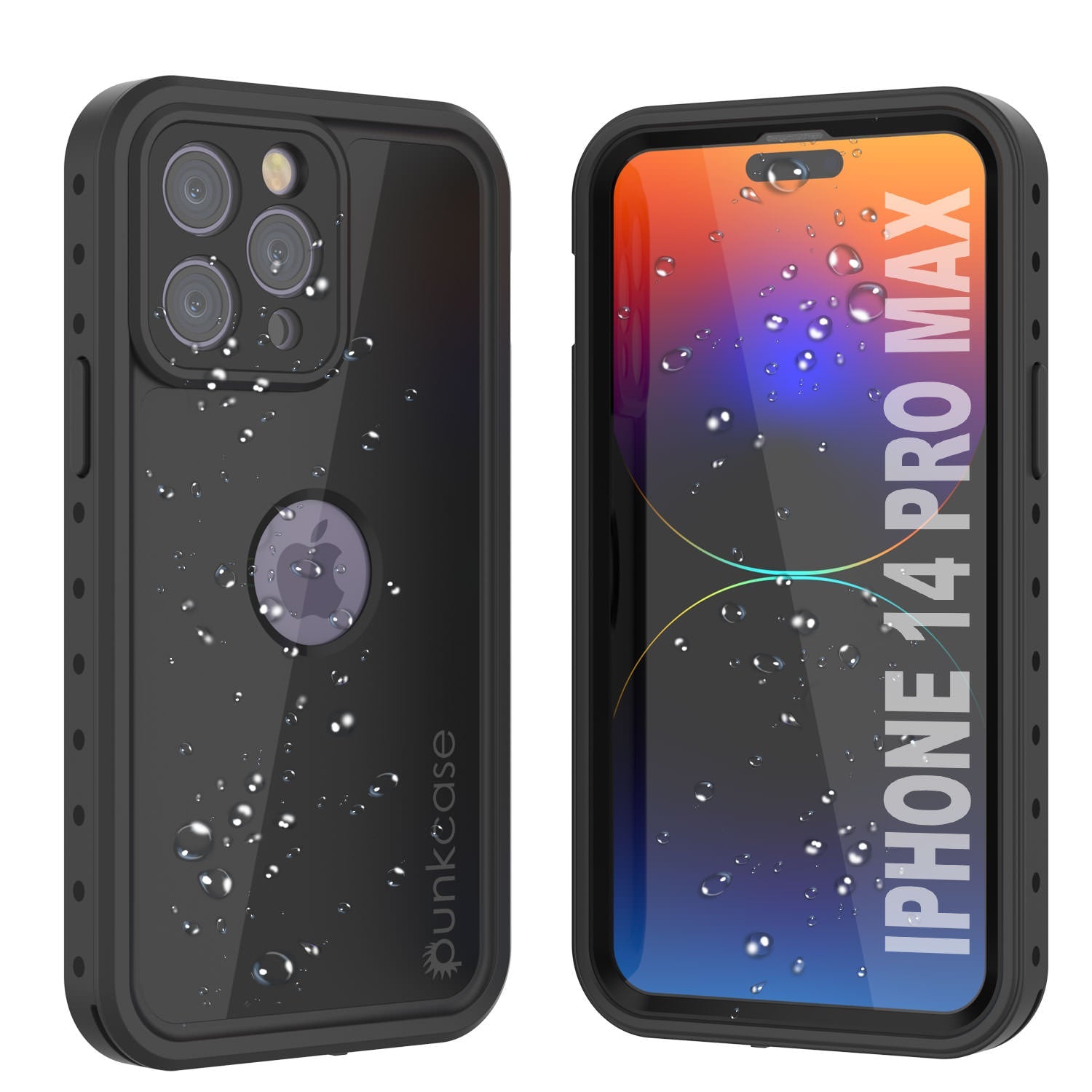 Capa à prova d'água IP68 para iPhone 14 Pro Max, Punkcase [Preto] [Série StudStar] [Ajuste Slim]