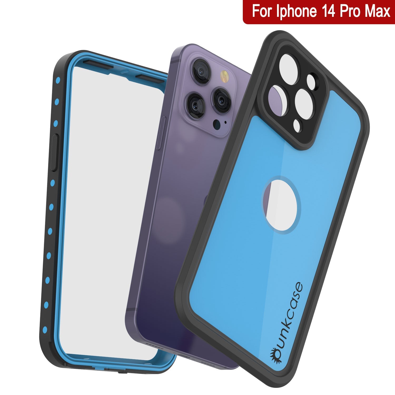 Capa impermeável IP68 para iPhone 14 Pro Max, Punkcase [Azul claro] [Série StudStar] [Ajuste Slim] [À prova de sujeira]