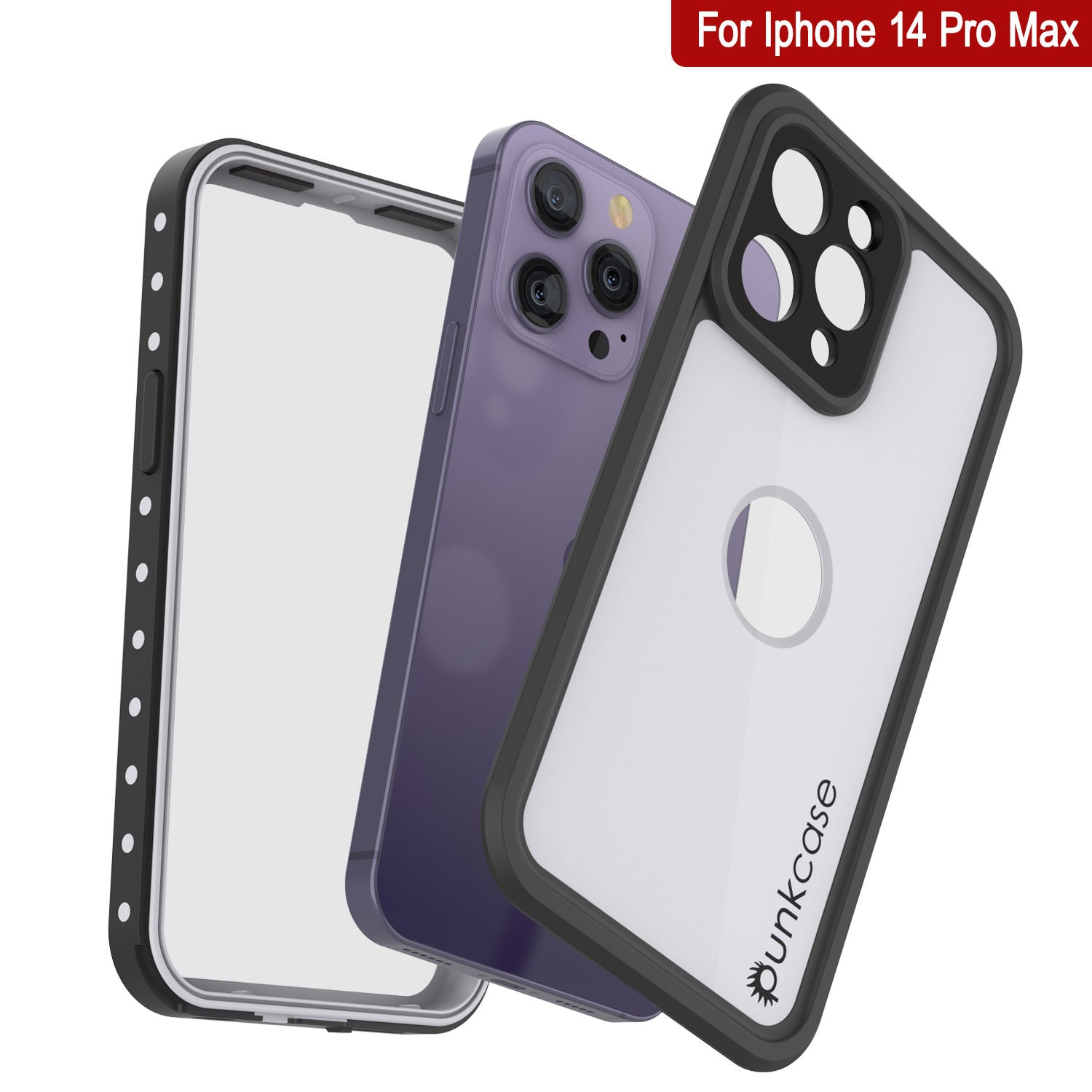 Capa à prova d'água IP68 iPhone 14 Pro Max, Punkcase [Branca] [Série StudStar] [Ajuste Slim] [Prova de sujeira]
