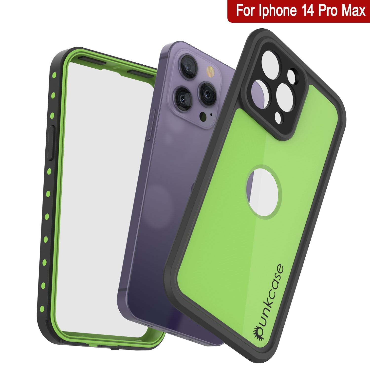 Capa à prova d'água IP68 para iPhone 14 Pro Max, Punkcase [Verde claro] [Série StudStar] [Ajuste Slim] [À prova de sujeira]