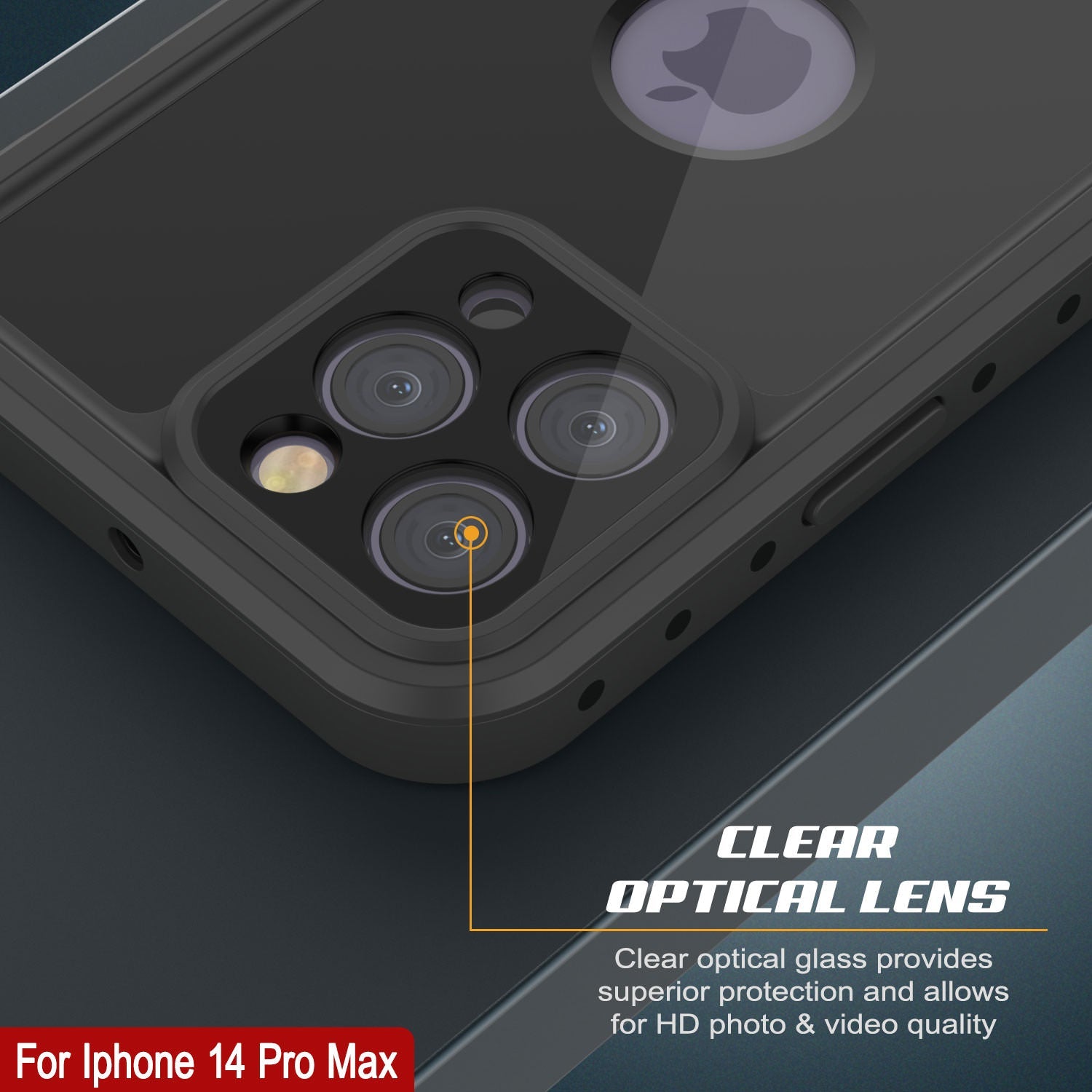 Capa à prova d'água IP68 para iPhone 14 Pro Max, Punkcase [Preto] [Série StudStar] [Ajuste Slim]