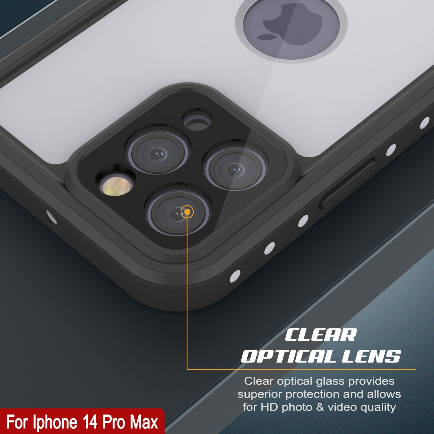 Capa à prova d'água IP68 iPhone 14 Pro Max, Punkcase [Branca] [Série StudStar] [Ajuste Slim] [Prova de sujeira]