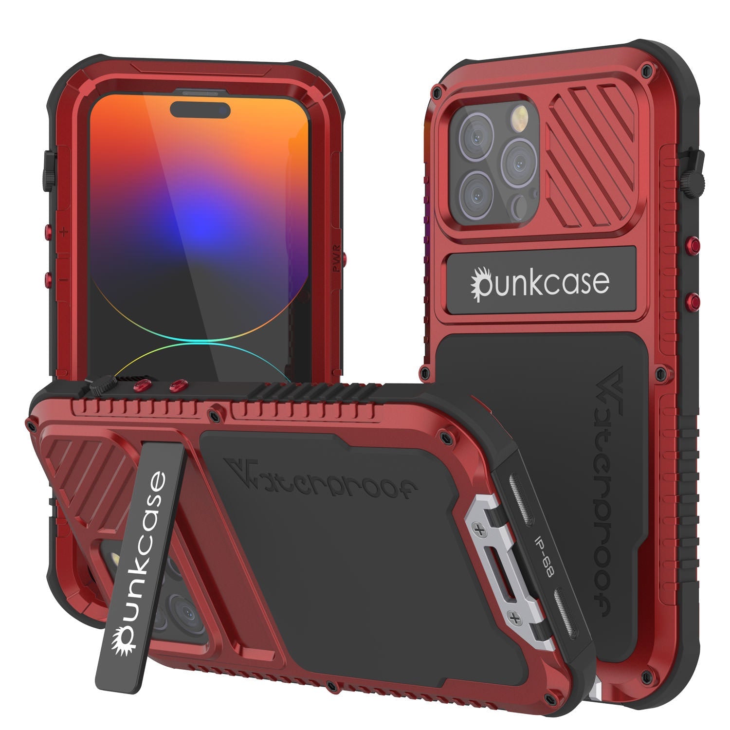 Capa de metal extrema 3.0 para iPhone 14 Pro, capa de armadura de grau militar resistente, à prova de choque, à prova d'água, em alumínio [vermelho]