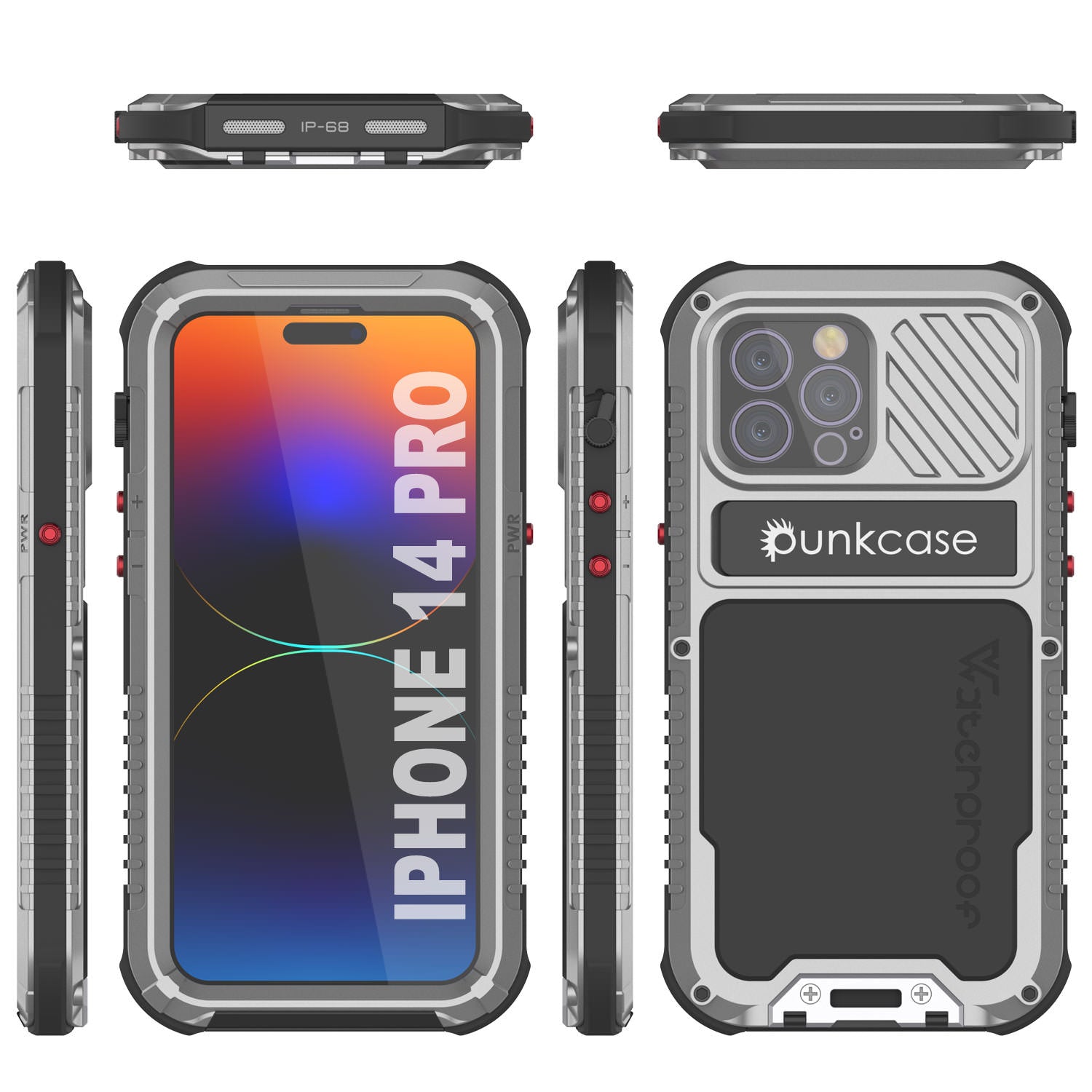 Capa iPhone 14 Pro Metal Extreme 3.0, Capa Resistente de Grau Militar [à prova de choque] à Prova d'água em Alumínio [Prateado]