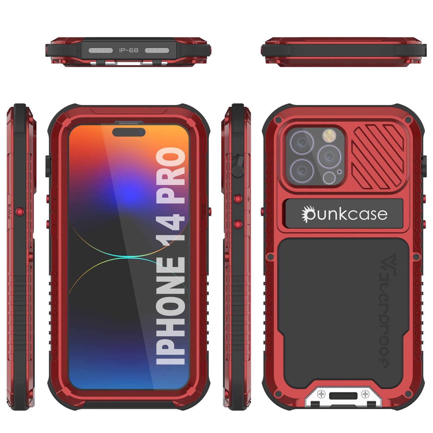 Capa de metal extrema 3.0 para iPhone 14 Pro, capa de armadura de grau militar resistente, à prova de choque, à prova d'água, em alumínio [vermelho]