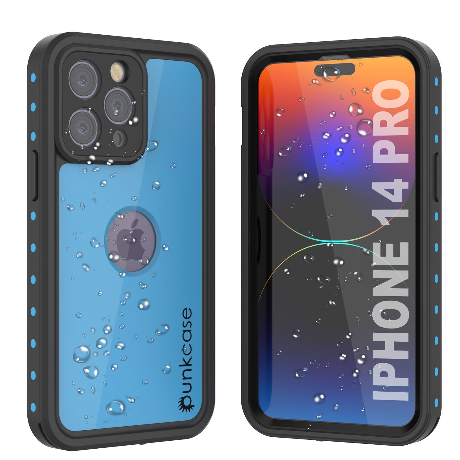 Capa à Prova d'Água IP68 para iPhone 14 Pro, Punkcase [Azul Claro] [Série StudStar] [Ajuste Slim] [À Prova de Sujeira]
