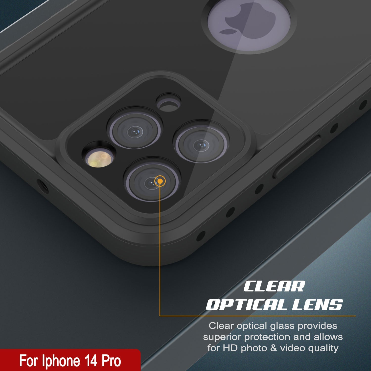 Capa iPhone 14 Pro à prova d'água IP68, Punkcase [Preto] [Série StudStar] [Ajuste Slim]