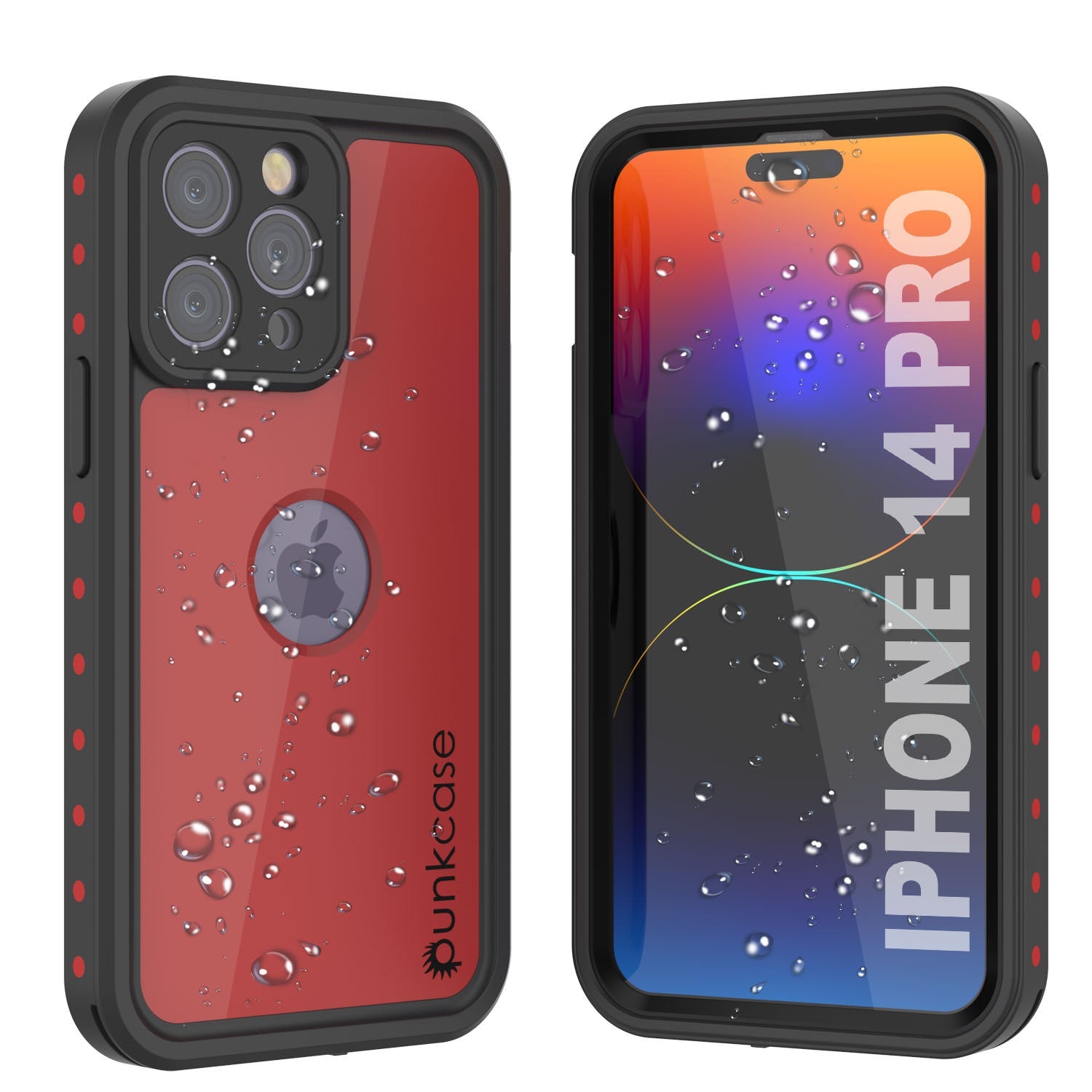 Capa à prova d'água IP68 para iPhone 14 Pro, Punkcase [Vermelho] [Série StudStar] [Ajuste fino]