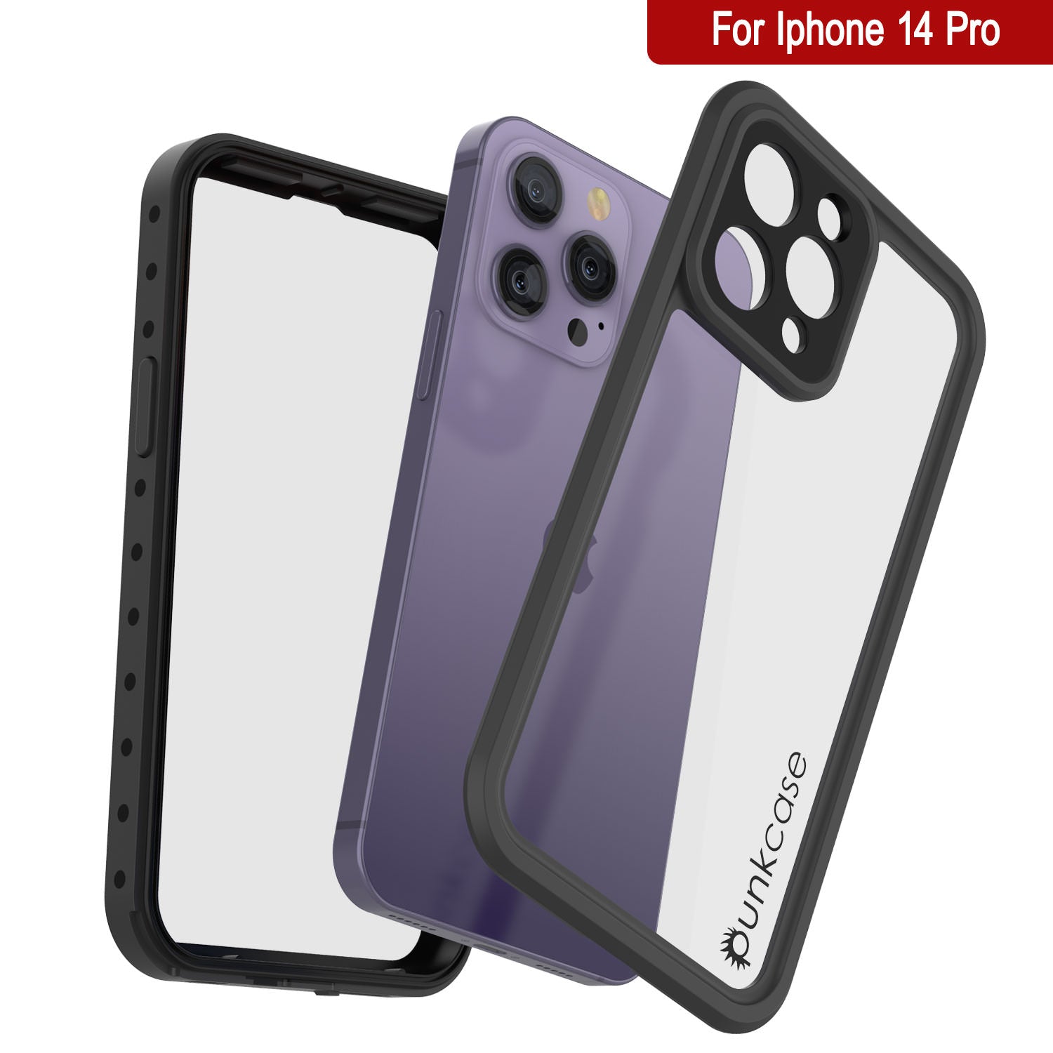 Capa à prova d'água IP68 para iPhone 14 Pro, Punkcase [Transparente] [Série StudStar] [Ajuste Slim] [Prova de sujeira]
