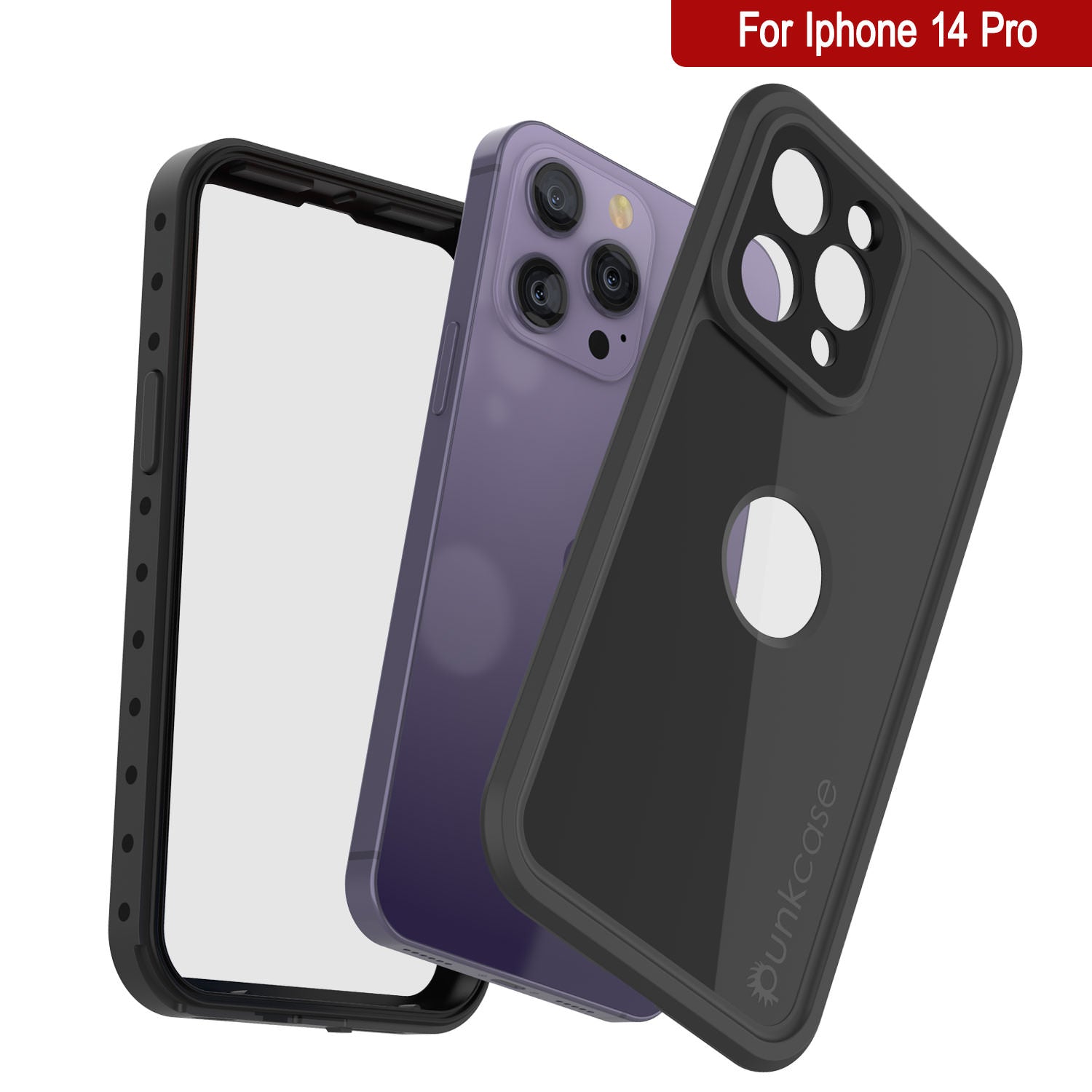 Capa iPhone 14 Pro à prova d'água IP68, Punkcase [Preto] [Série StudStar] [Ajuste Slim]