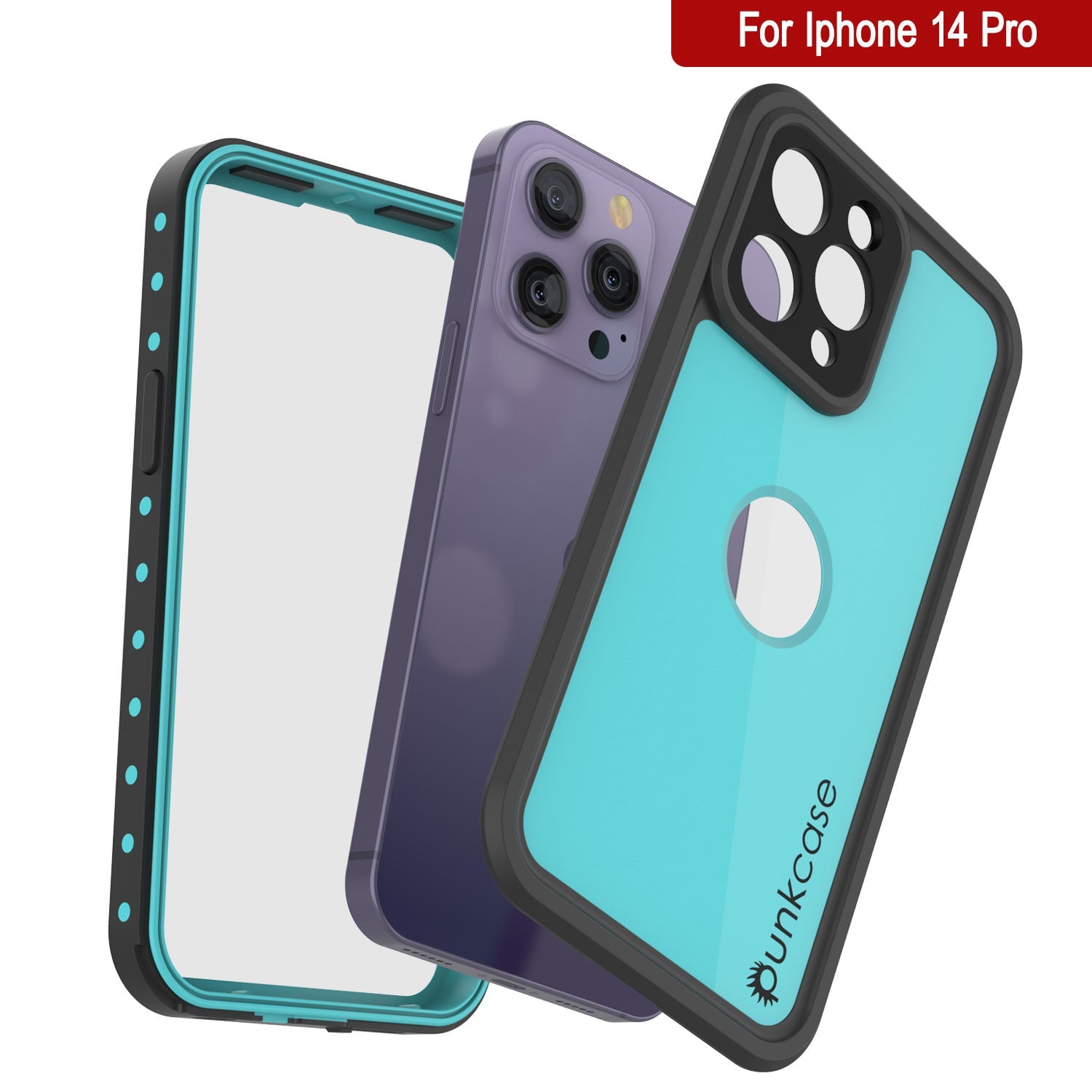 Capa à prova d'água IP68 iPhone 14 Pro, Punkcase [Teal] [Série StudStar] [Ajuste Slim]