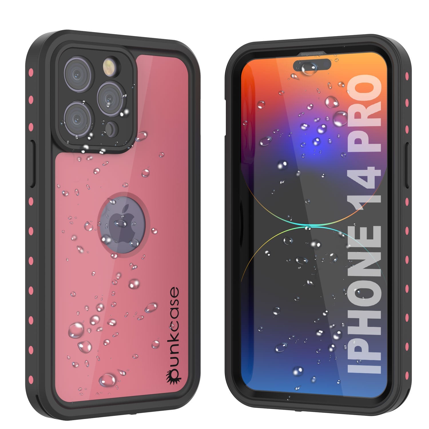 Capa à prova d'água IP68 para iPhone 14 Pro, Punkcase [Pink] [Série StudStar] [Slim Fit] [Prova de sujeira]
