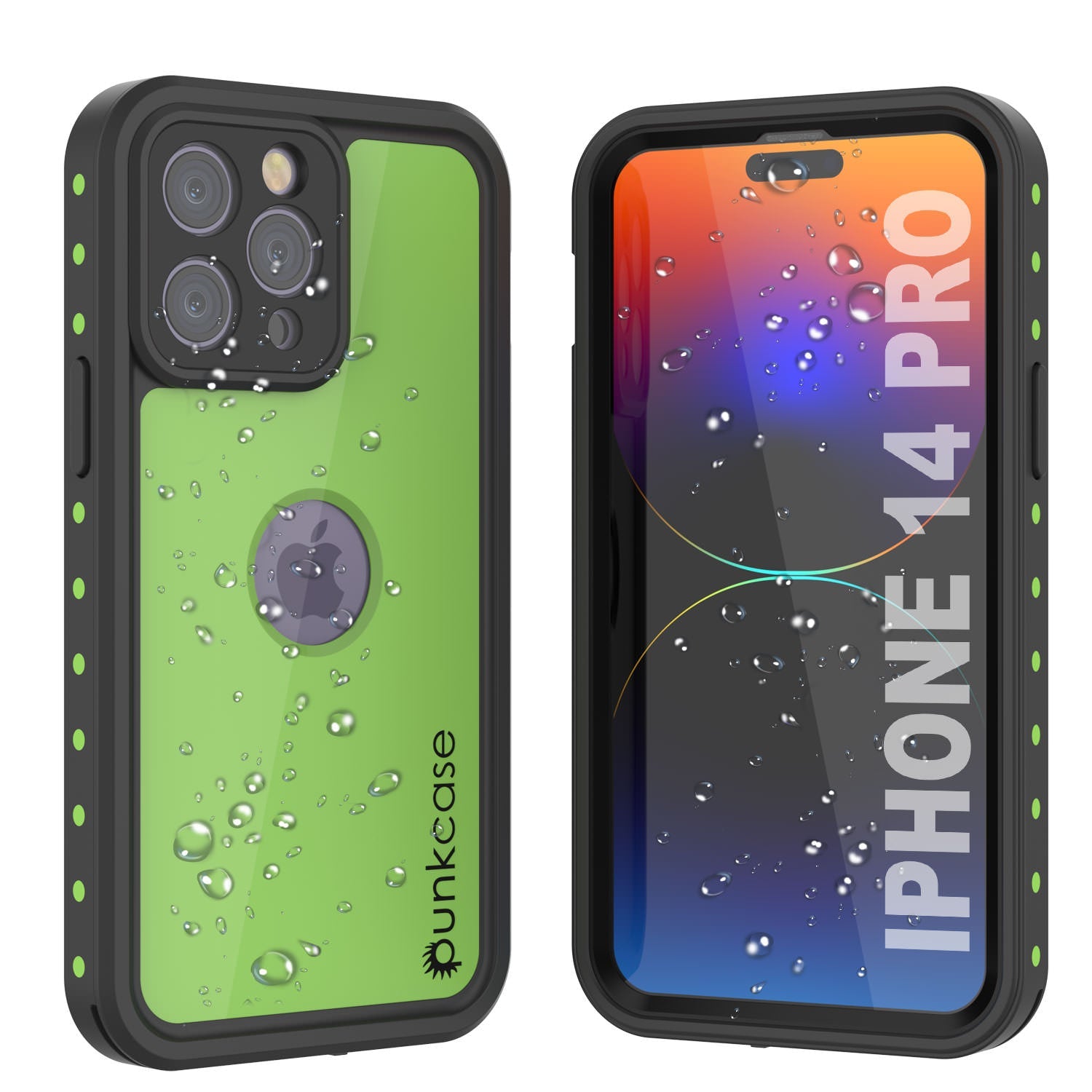 Capa à prova de água IP68 iPhone 14 Pro, Punkcase [Verde claro] [Série StudStar] [Ajuste fino] [À prova de sujeira]