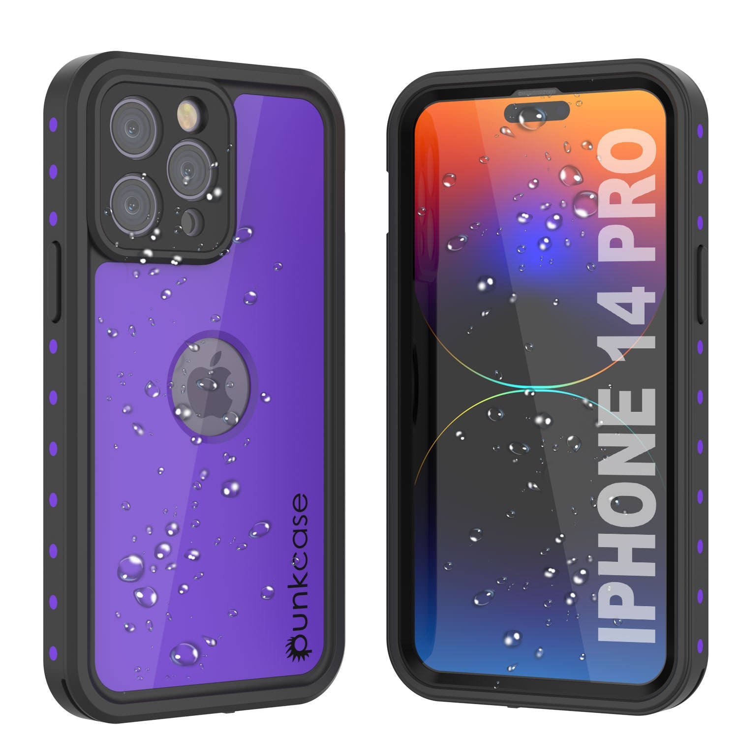 Capa à prova d'água IP68 iPhone 14 Pro, Punkcase [Roxa] [Série StudStar] [Ajuste Slim] [À prova de sujeira]