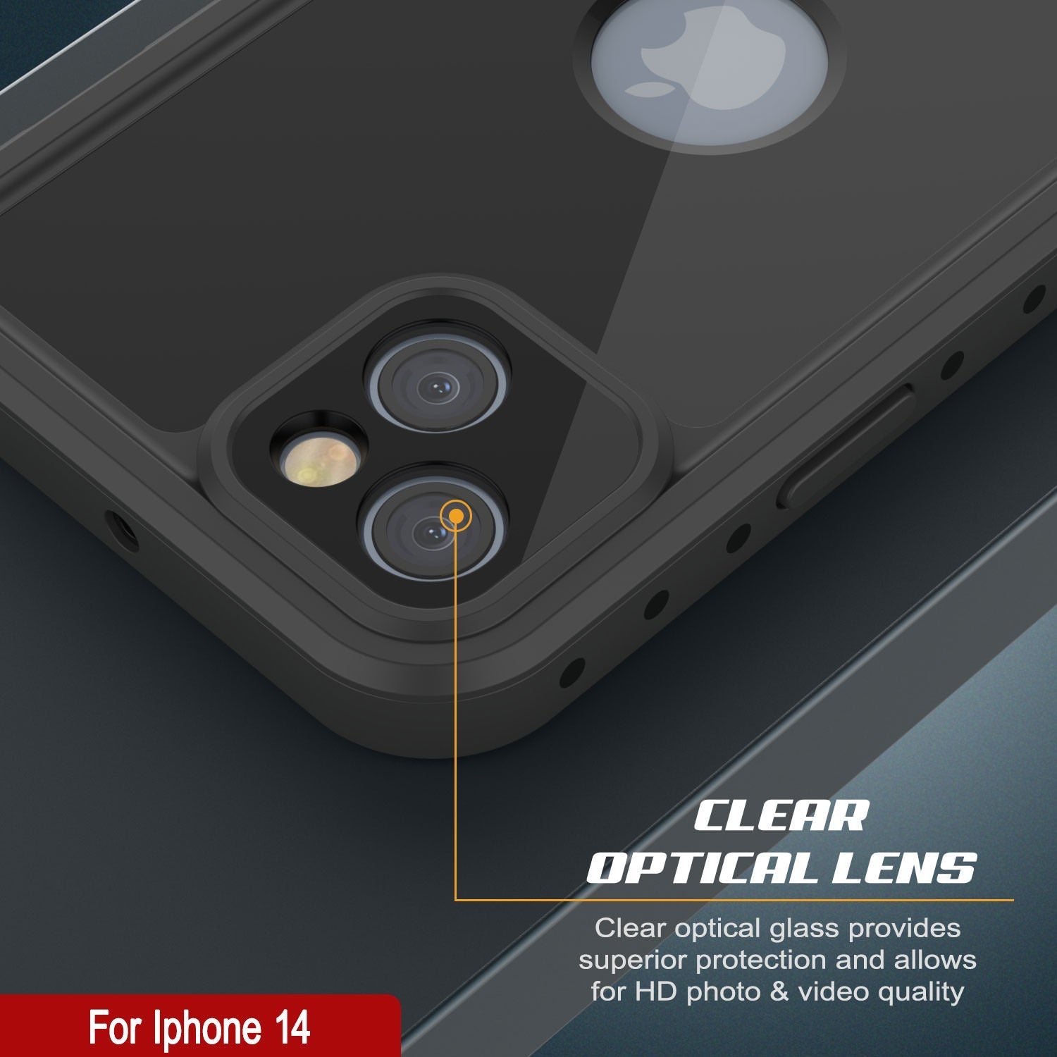 Capa à prova d'água IP68 para iPhone 14, Punkcase [Preto] [Série StudStar] [Ajuste Fino]