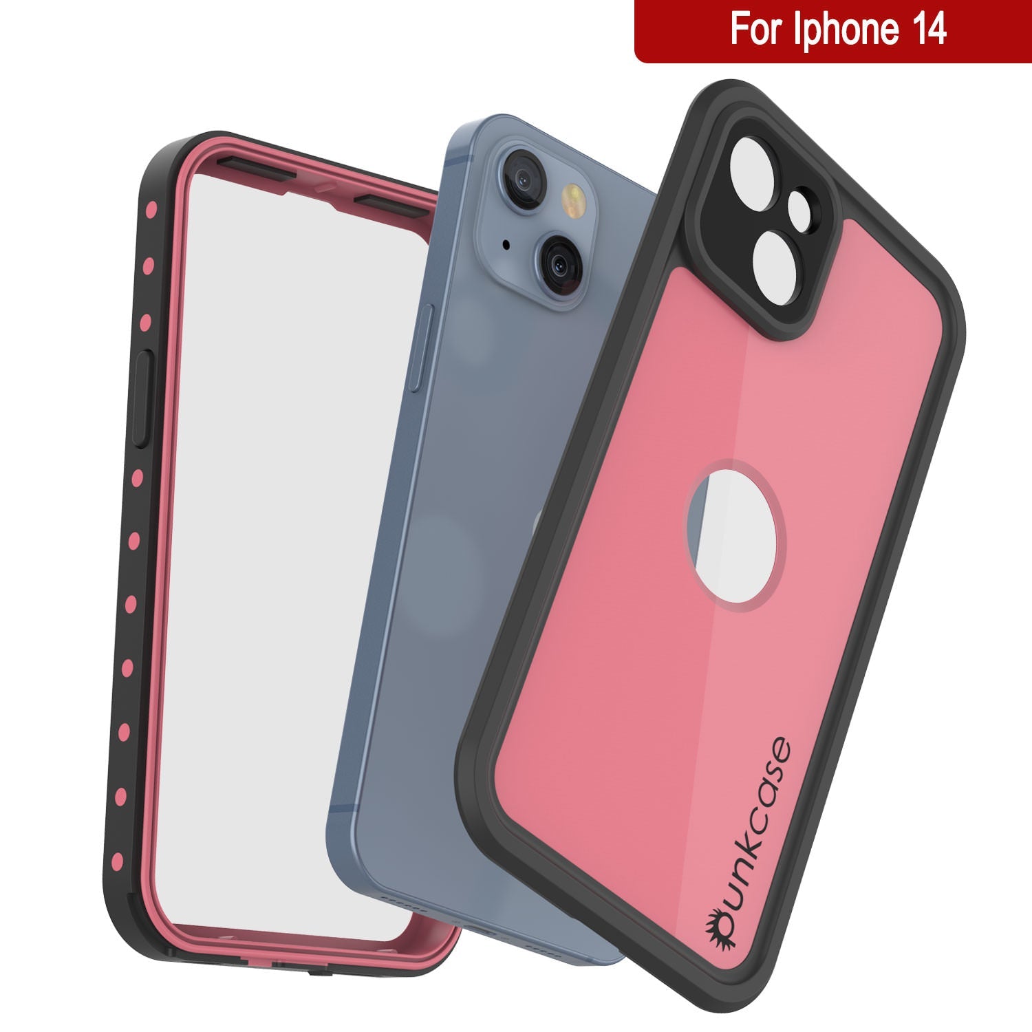 Capa à prova d'água IP68 iPhone 14, Punkcase [Rosa] [Série StudStar] [Ajuste Slim] [Prova de sujeira]