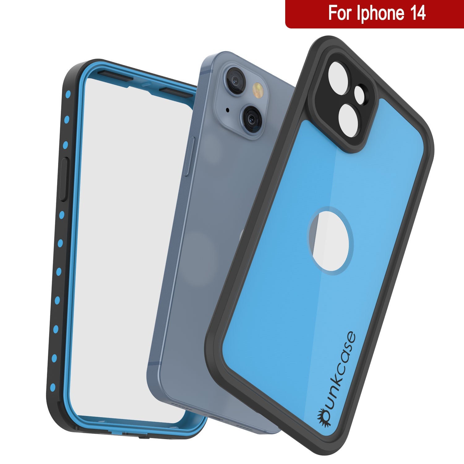 Capa à prova d'água IP68 para iPhone 14, Punkcase [Azul claro] [Série StudStar] [Ajuste Slim] [Prova de sujeira]
