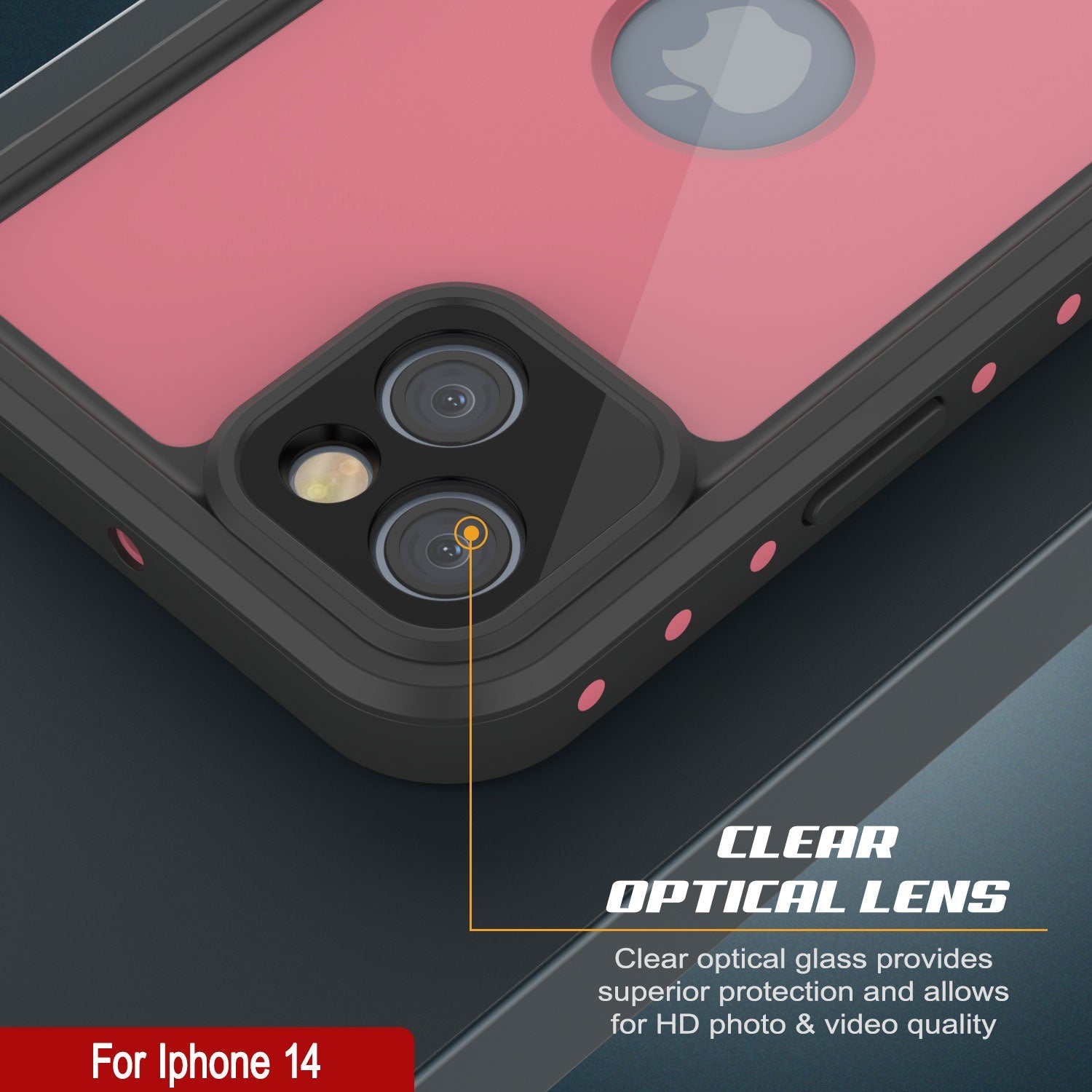 Capa à prova d'água IP68 iPhone 14, Punkcase [Rosa] [Série StudStar] [Ajuste Slim] [Prova de sujeira]