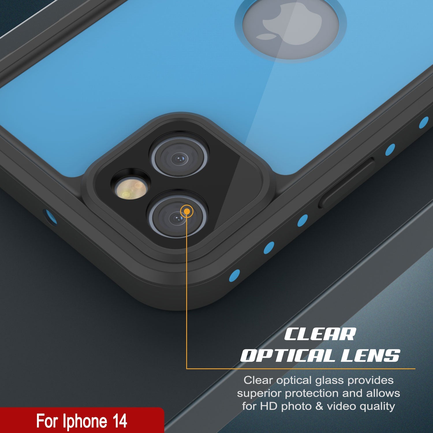 Capa à prova d'água IP68 para iPhone 14, Punkcase [Azul claro] [Série StudStar] [Ajuste Slim] [Prova de sujeira]