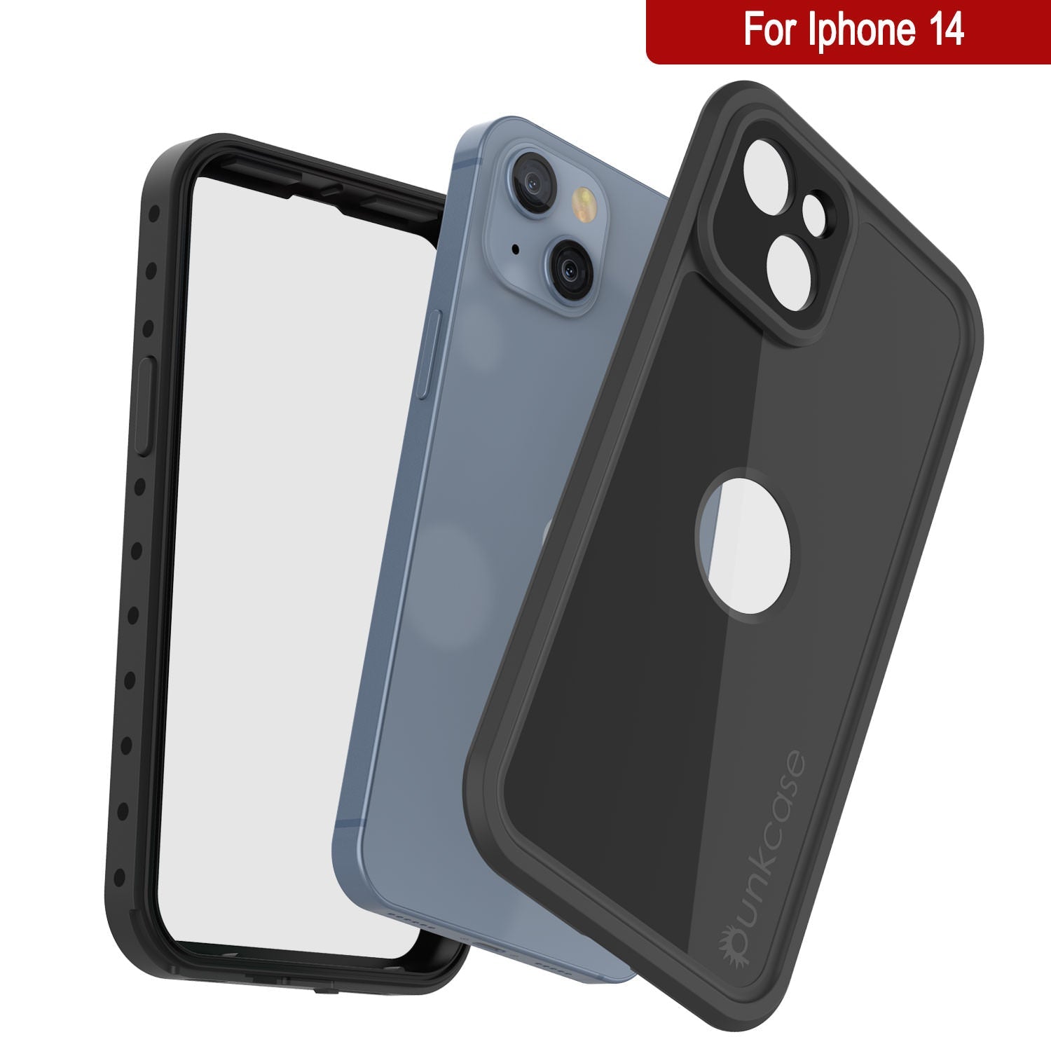 Capa à prova d'água IP68 para iPhone 14, Punkcase [Preto] [Série StudStar] [Ajuste Fino]