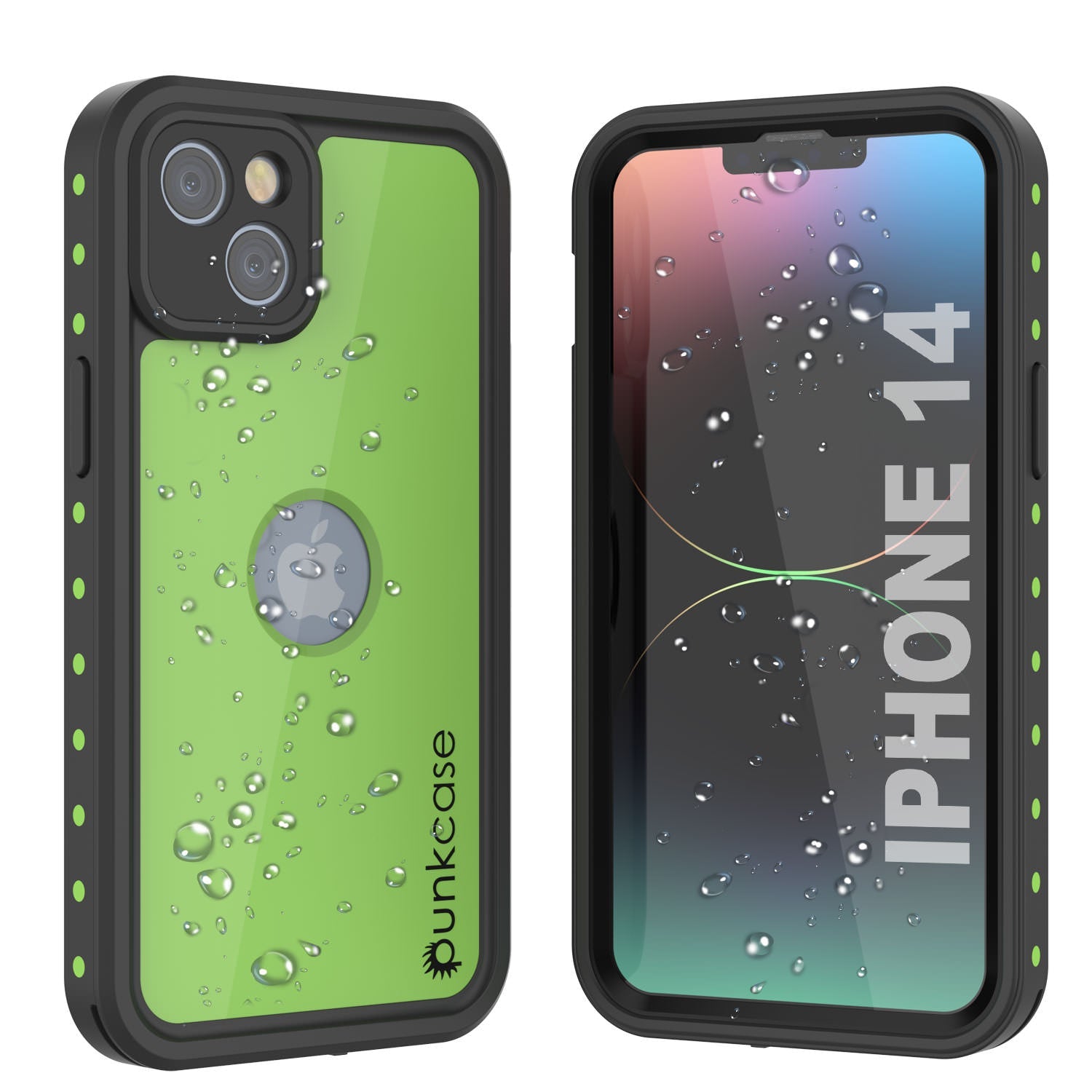 Capa à prova d'água IP68 para iPhone 14, Punkcase [Verde claro] [Série StudStar] [Apto] [À prova de sujeira]