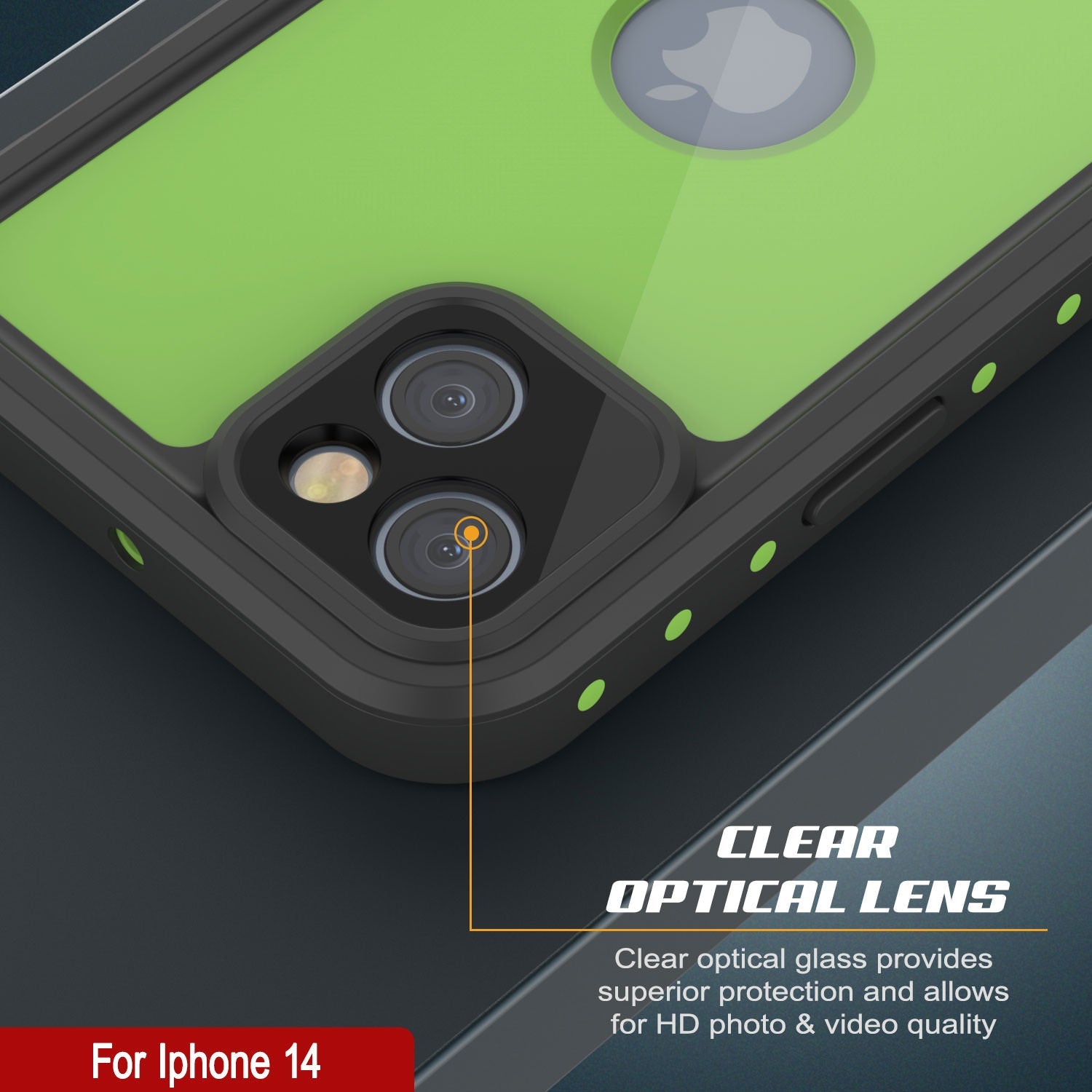Capa à prova d'água IP68 para iPhone 14, Punkcase [Verde claro] [Série StudStar] [Apto] [À prova de sujeira]