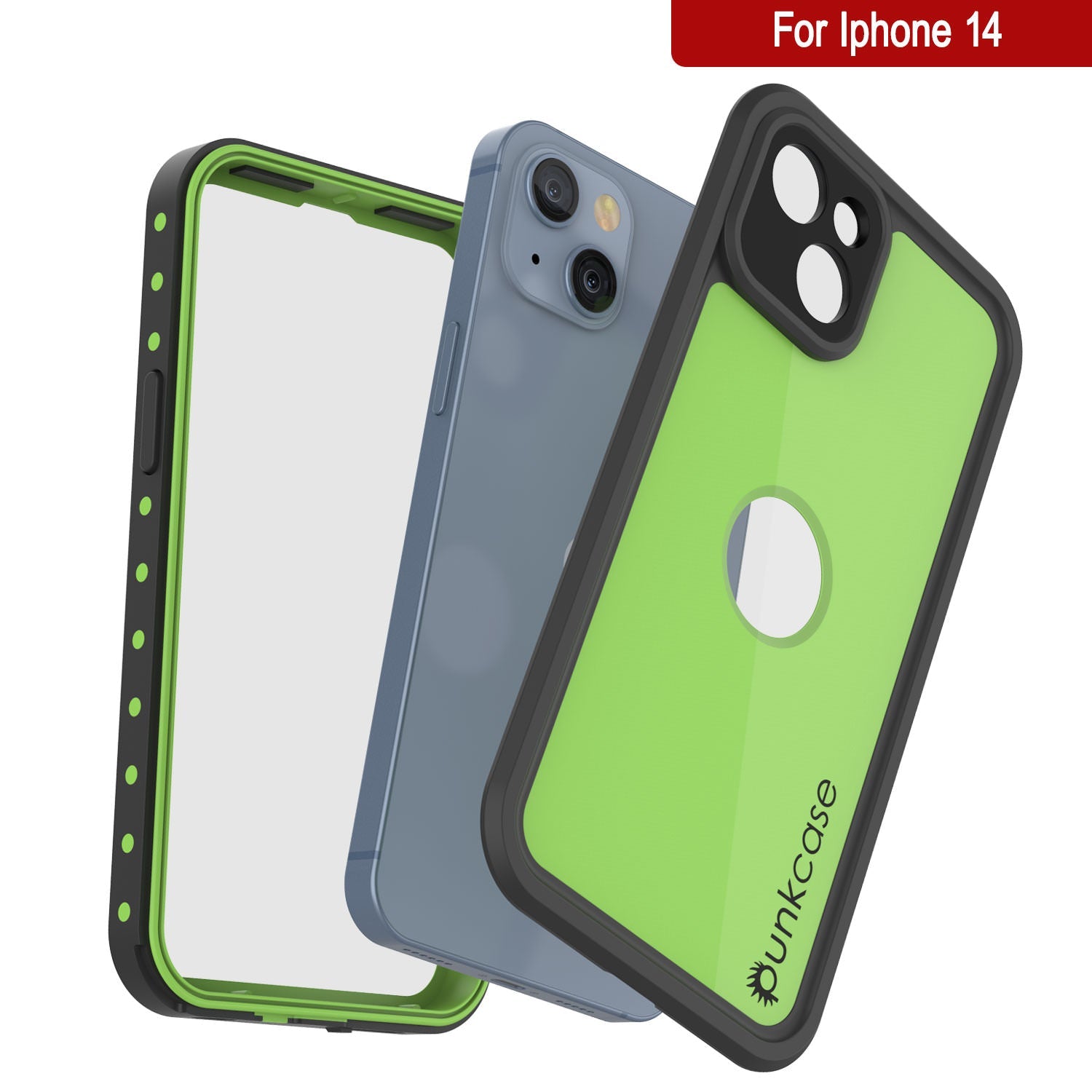 Capa à prova d'água IP68 para iPhone 14, Punkcase [Verde claro] [Série StudStar] [Apto] [À prova de sujeira]