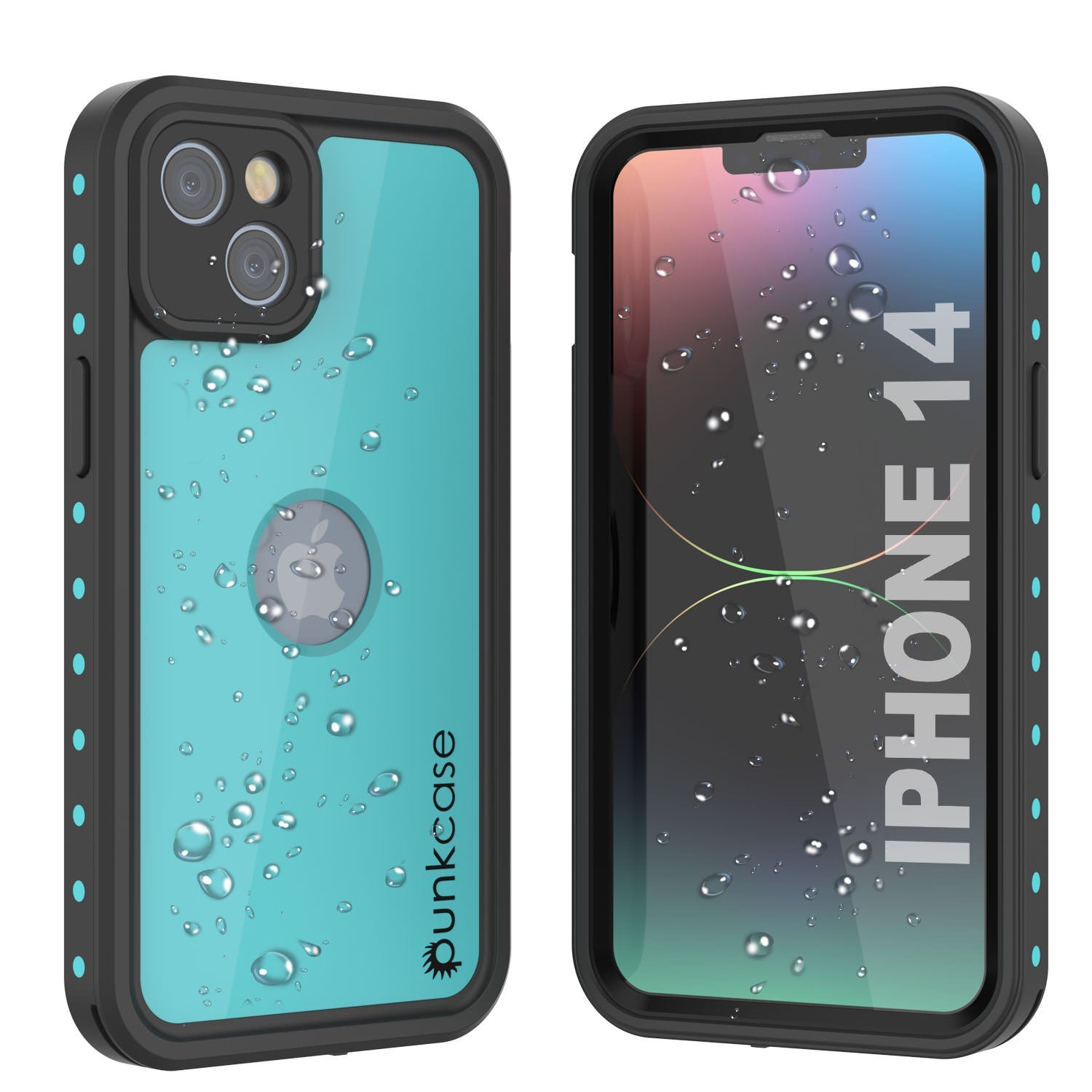 Capa à prova d'água IP68 para iPhone 14, Punkcase [Teal] [Série StudStar] [Ajuste Slim]