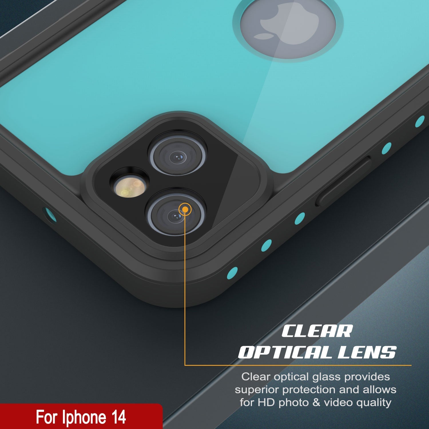 Capa à prova d'água IP68 para iPhone 14, Punkcase [Teal] [Série StudStar] [Ajuste Slim]