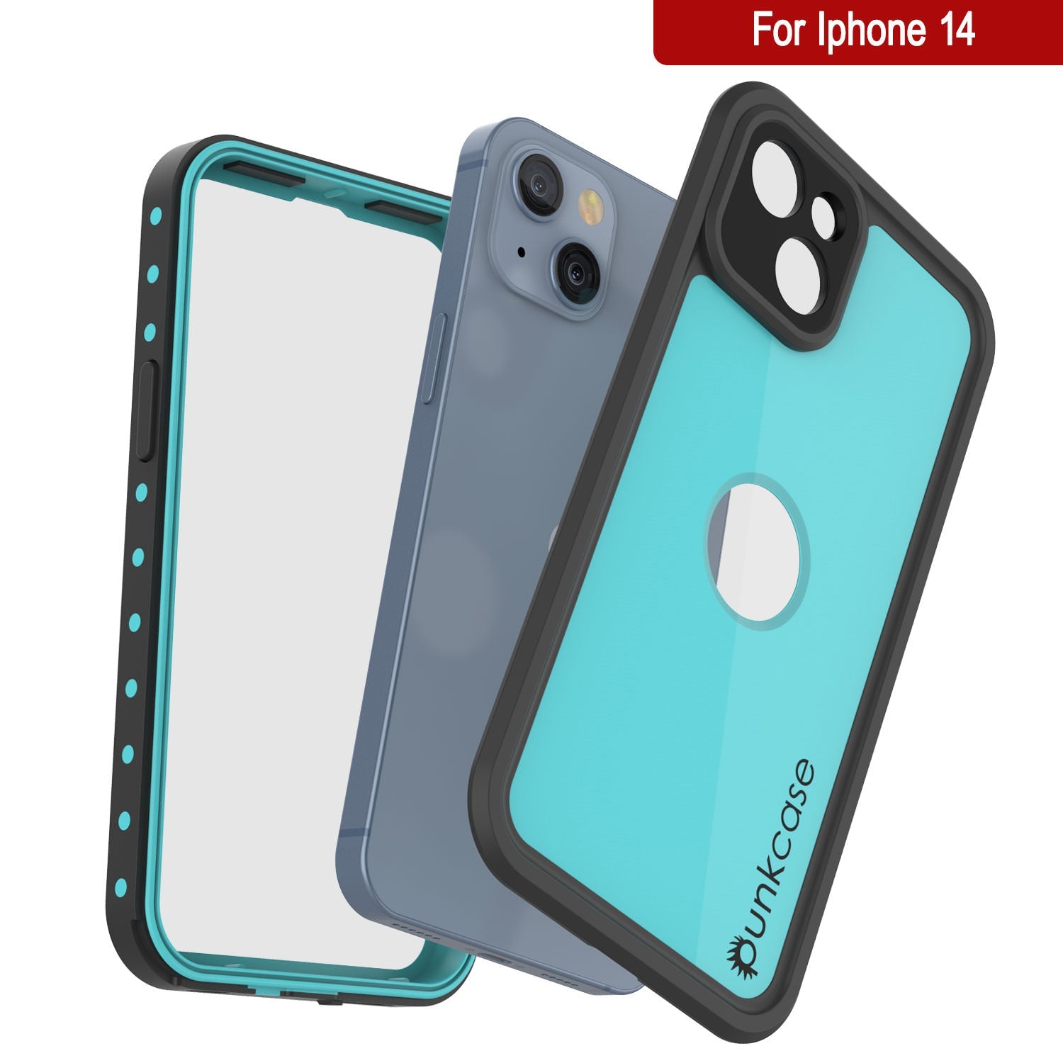 Capa à prova d'água IP68 para iPhone 14, Punkcase [Teal] [Série StudStar] [Ajuste Slim]