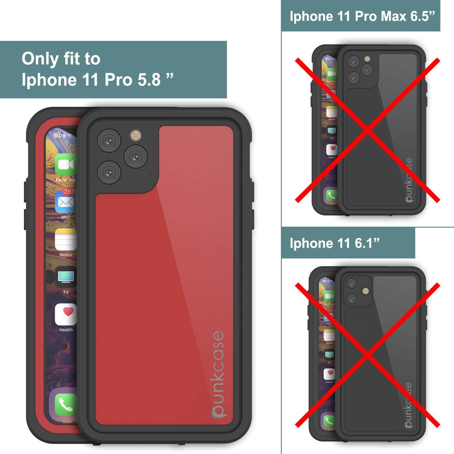 Capa à prova d'água IP68 para iPhone 11 Pro, Punkcase [Red] [Série StudStar] [Ajuste Slim]