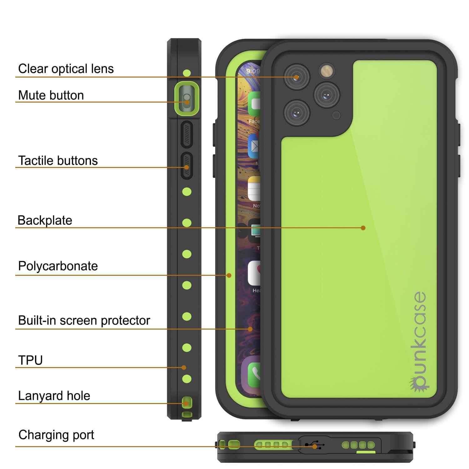 iPhone 11 Pro Capa à Prova d'Água IP68, Punkcase [Verde Claro] [Série StudStar] [Ajuste Fino] [Prova de Sujeira]