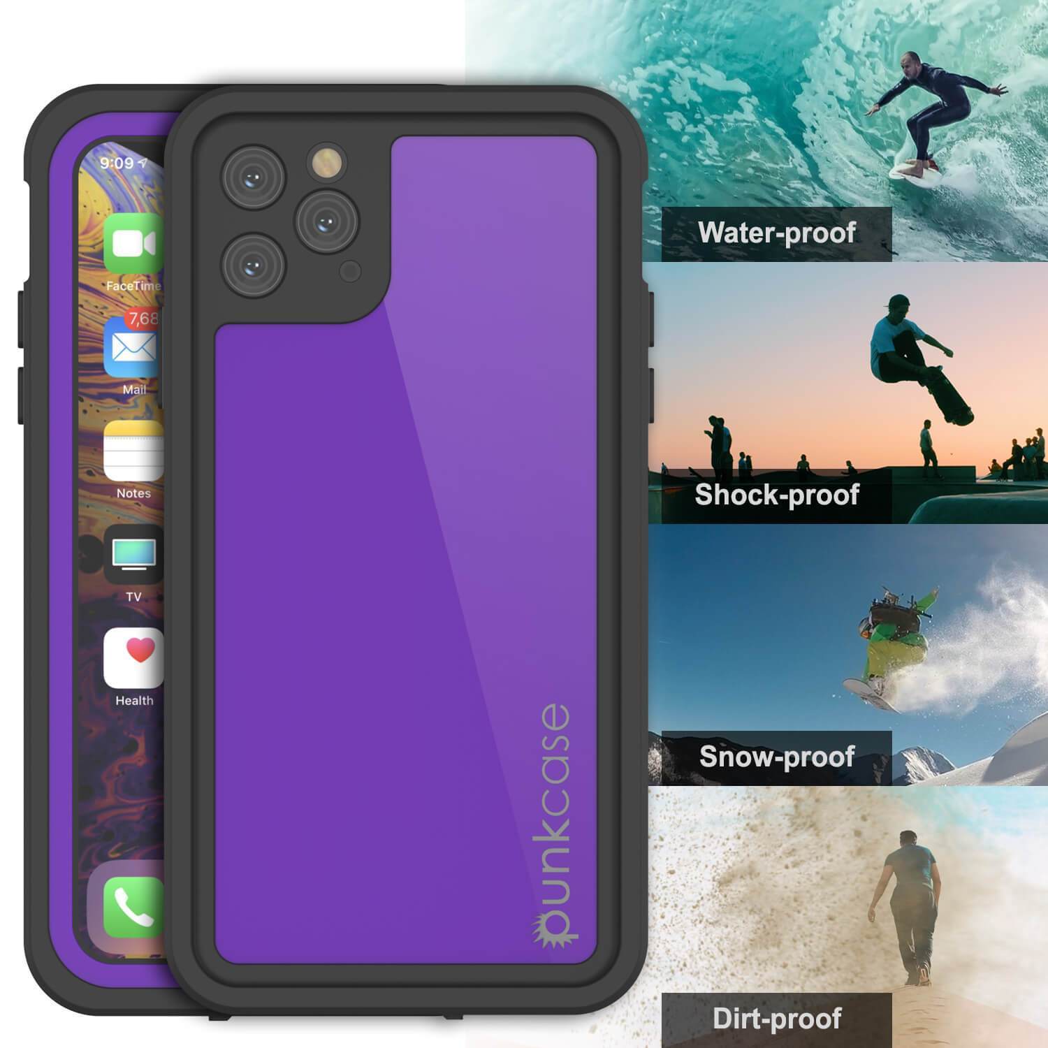 Capa à prova d'água IP68 para iPhone 11 Pro Max, Punkcase [Roxa] [Série StudStar] [Ajuste Perfeito] [Prova de poeira]