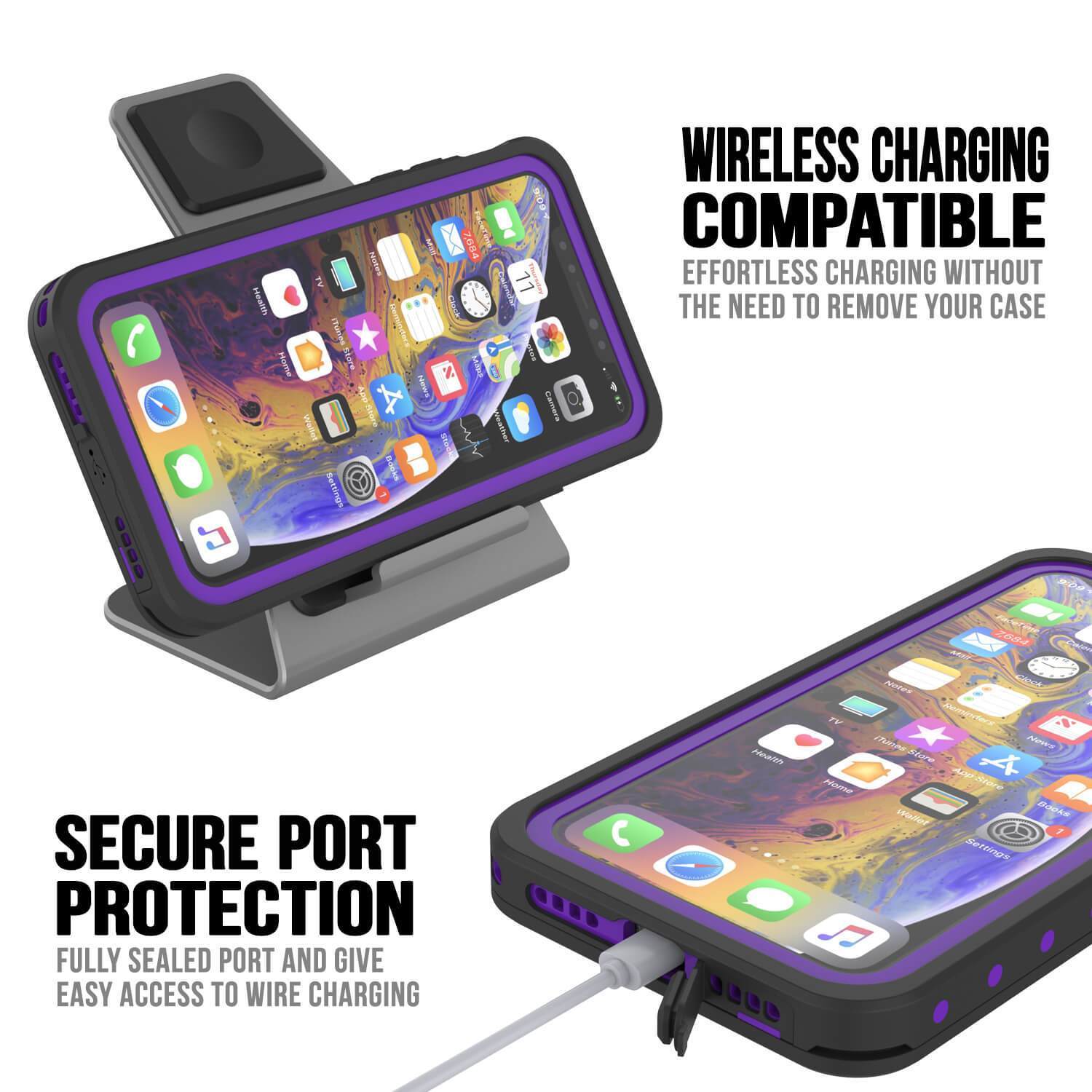 Capa à prova d'água IP68 para iPhone 11 Pro Max, Punkcase [Roxa] [Série StudStar] [Ajuste Perfeito] [Prova de poeira]
