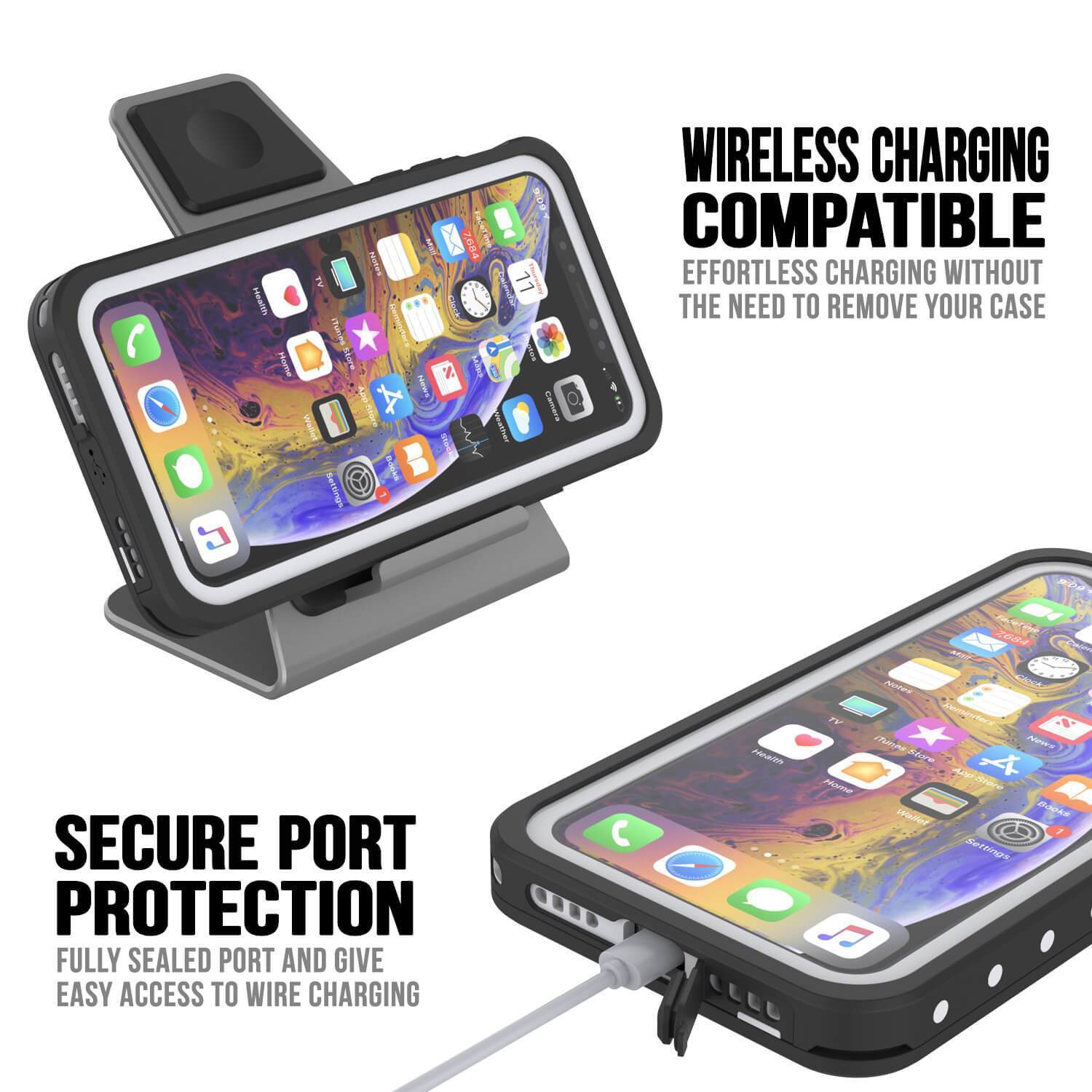Capa resistente à água IP68 para iPhone 11 Pro Max, Punkcase [Branco] [Série StudStar] [Ajuste Slim] [Prova de sujeira]