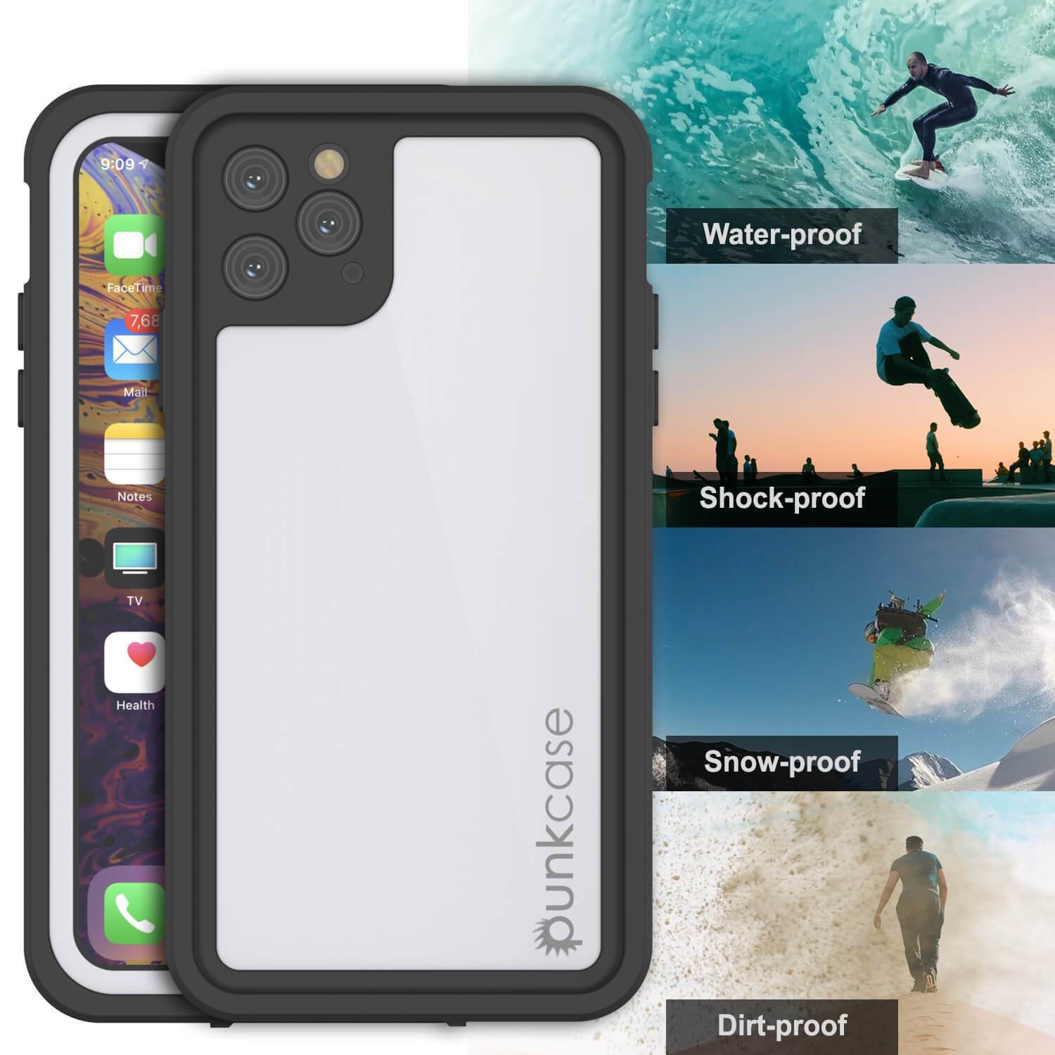 Capa resistente à água IP68 para iPhone 11 Pro Max, Punkcase [Branco] [Série StudStar] [Ajuste Slim] [Prova de sujeira]