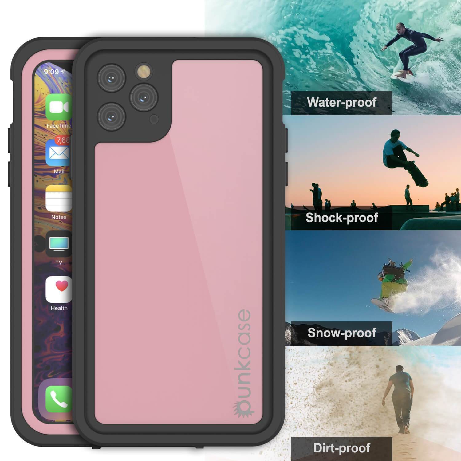 Capa à prova d'água IP68 para iPhone 11 Pro Max, Punkcase [Pink] [Série StudStar] [Ajuste Slim] [Prova de sujeira]