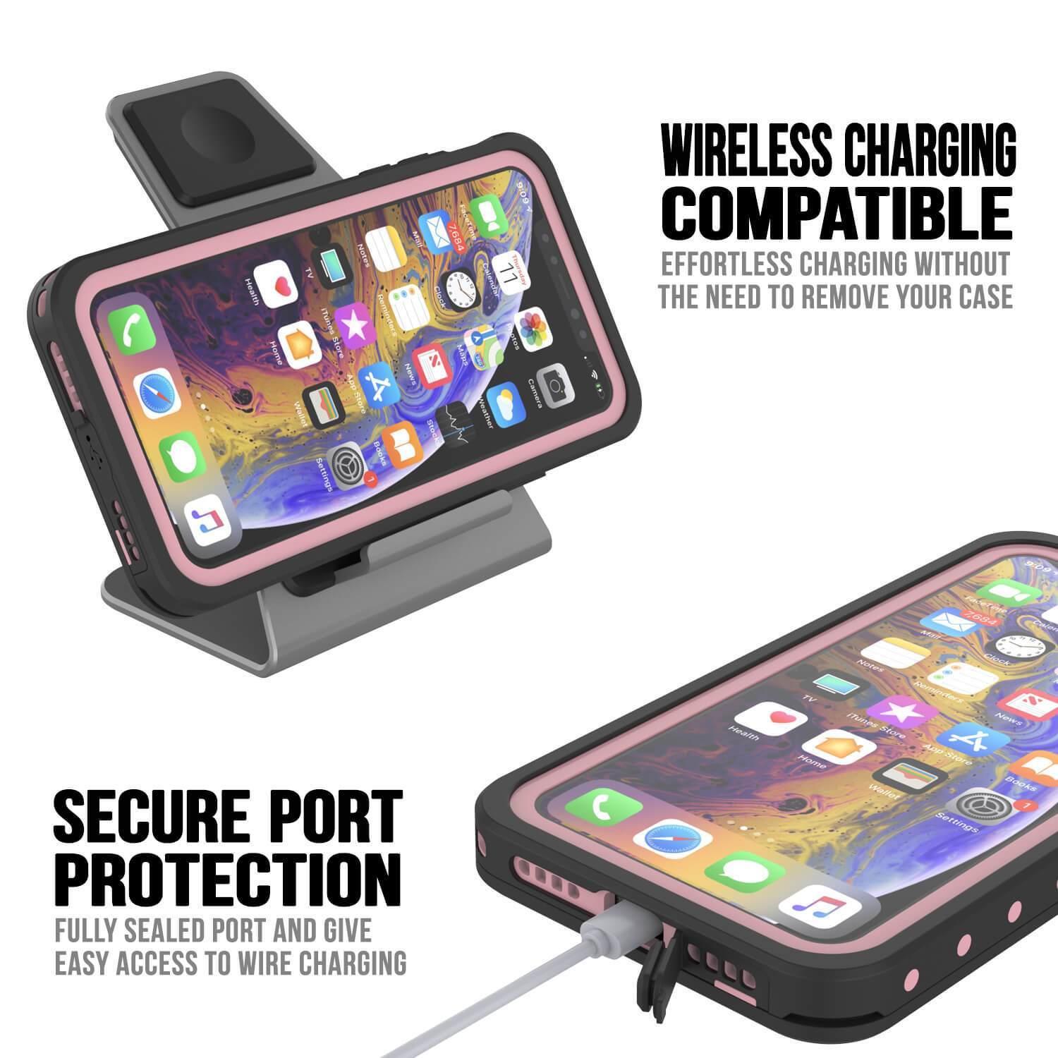Capa à prova d'água IP68 para iPhone 11 Pro Max, Punkcase [Pink] [Série StudStar] [Ajuste Slim] [Prova de sujeira]