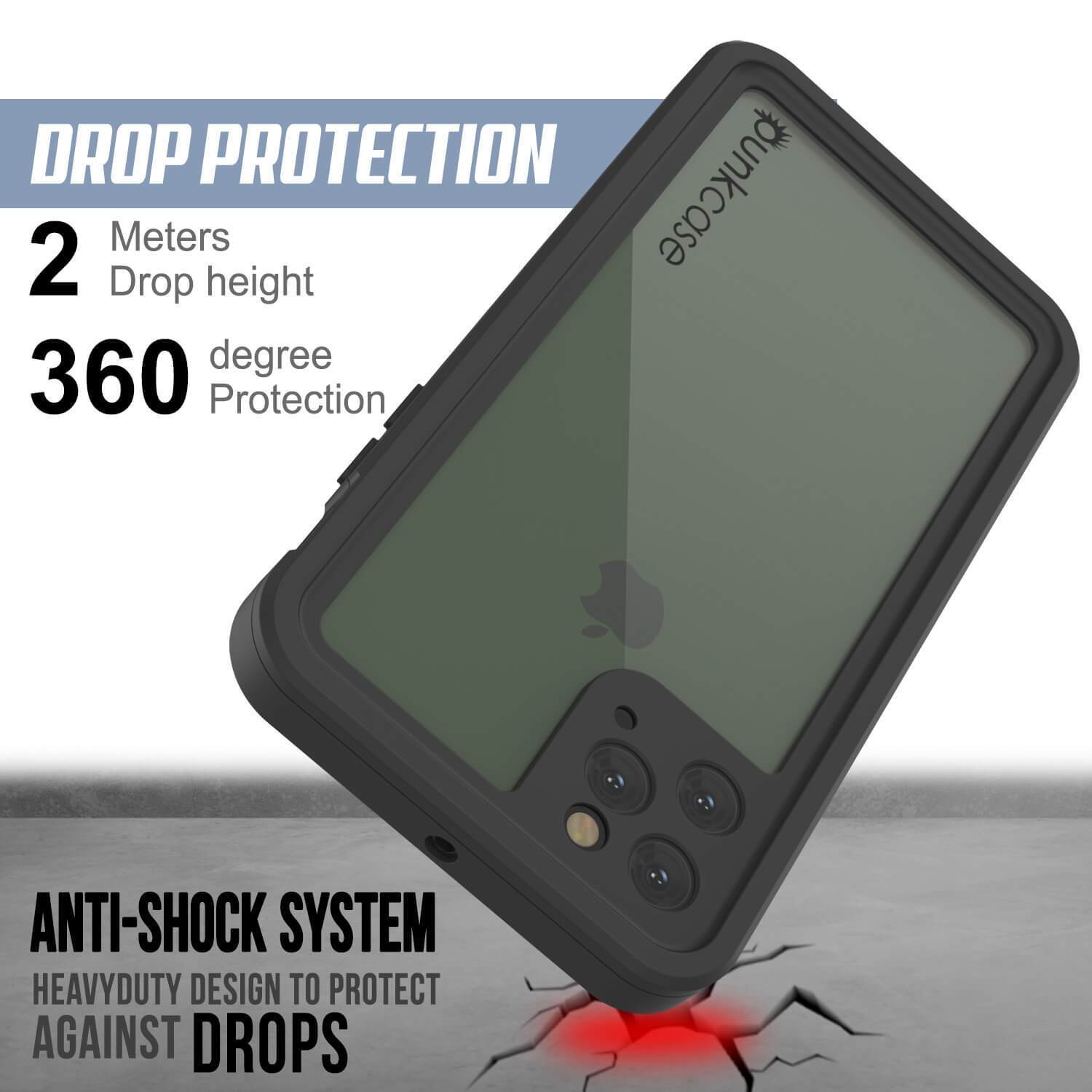 Capa à prova d'água IP68 para iPhone 11 Pro Max, Punkcase [Transparente] [Série StudStar] [Ajuste Slim] [Prova de Sujeira]