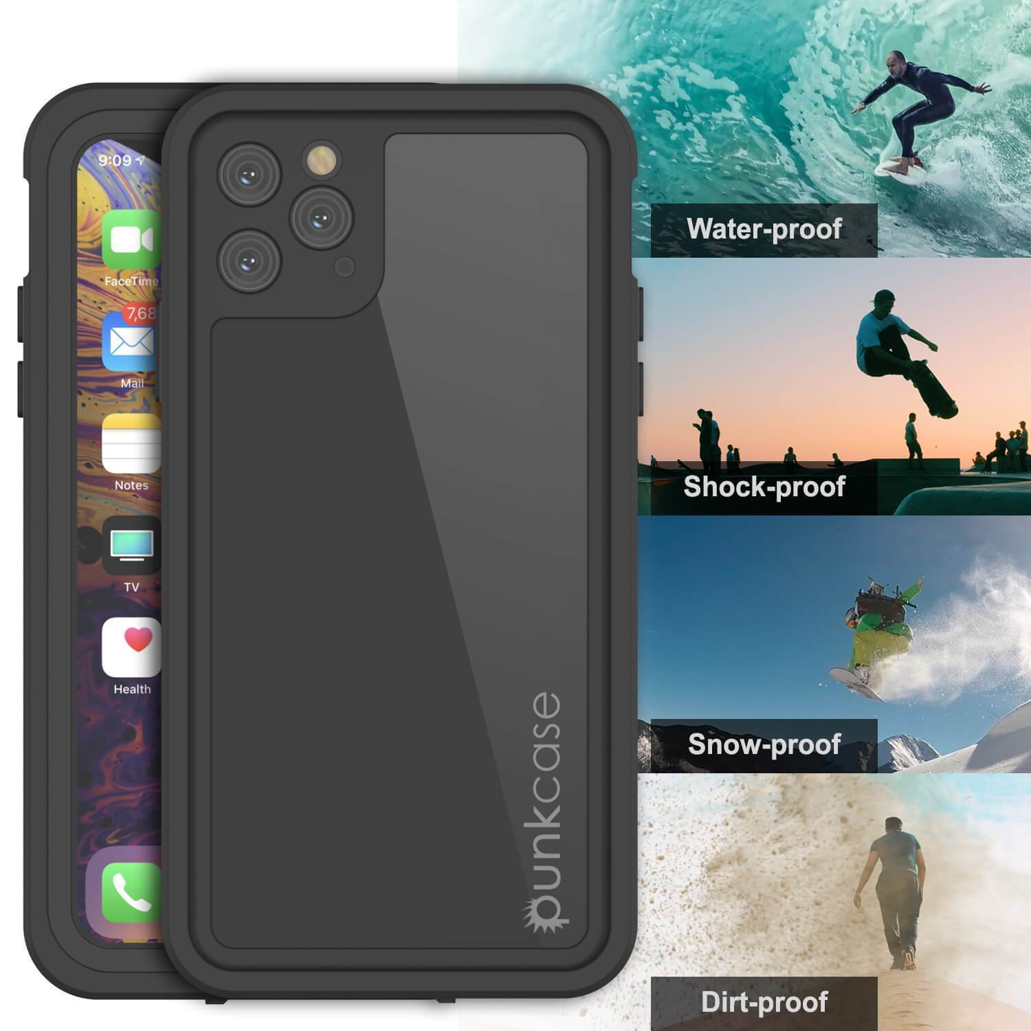 Capa à prova d'água IP68 para iPhone 11 Pro Max, Punkcase [Preto] [Série StudStar] [Ajuste Slim]