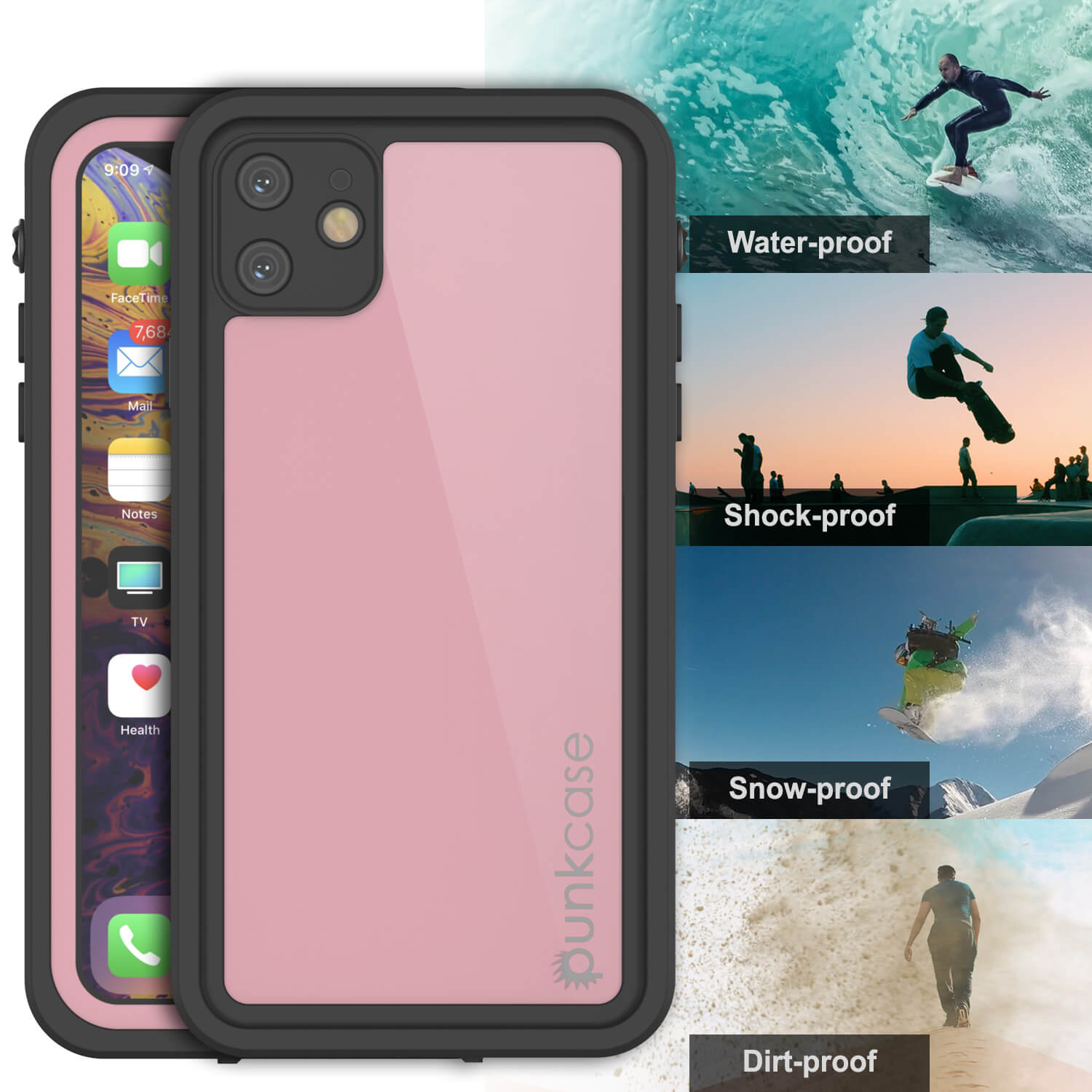 Capa à prova d'água IP68 para iPhone 11, Punkcase [Pink] [Série StudStar] [Ajuste Slim] [Prova de sujeira]