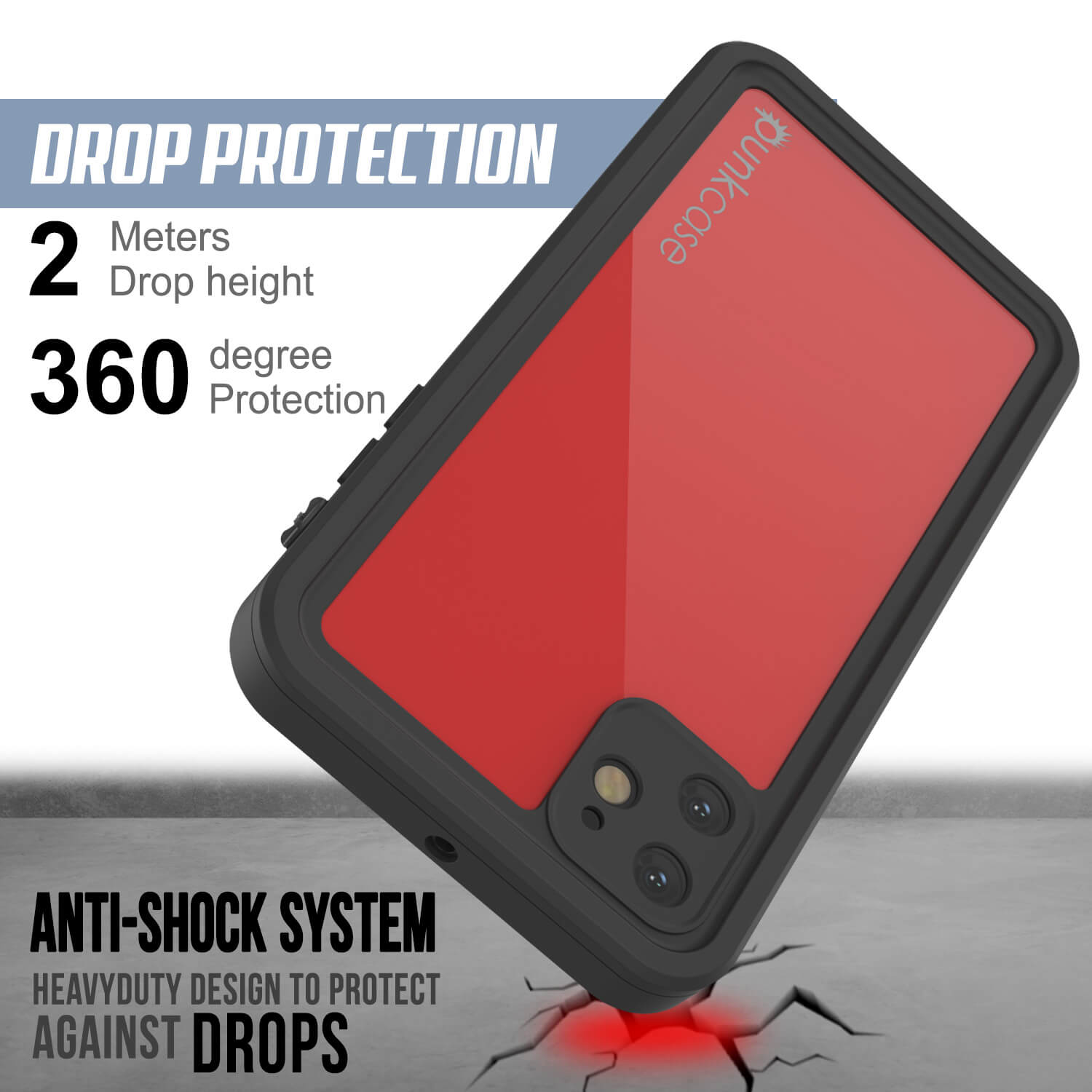 Capa à prova d'água IP68 para iPhone 11, Punkcase [Vermelho] [Série StudStar] [Ajuste Fino]