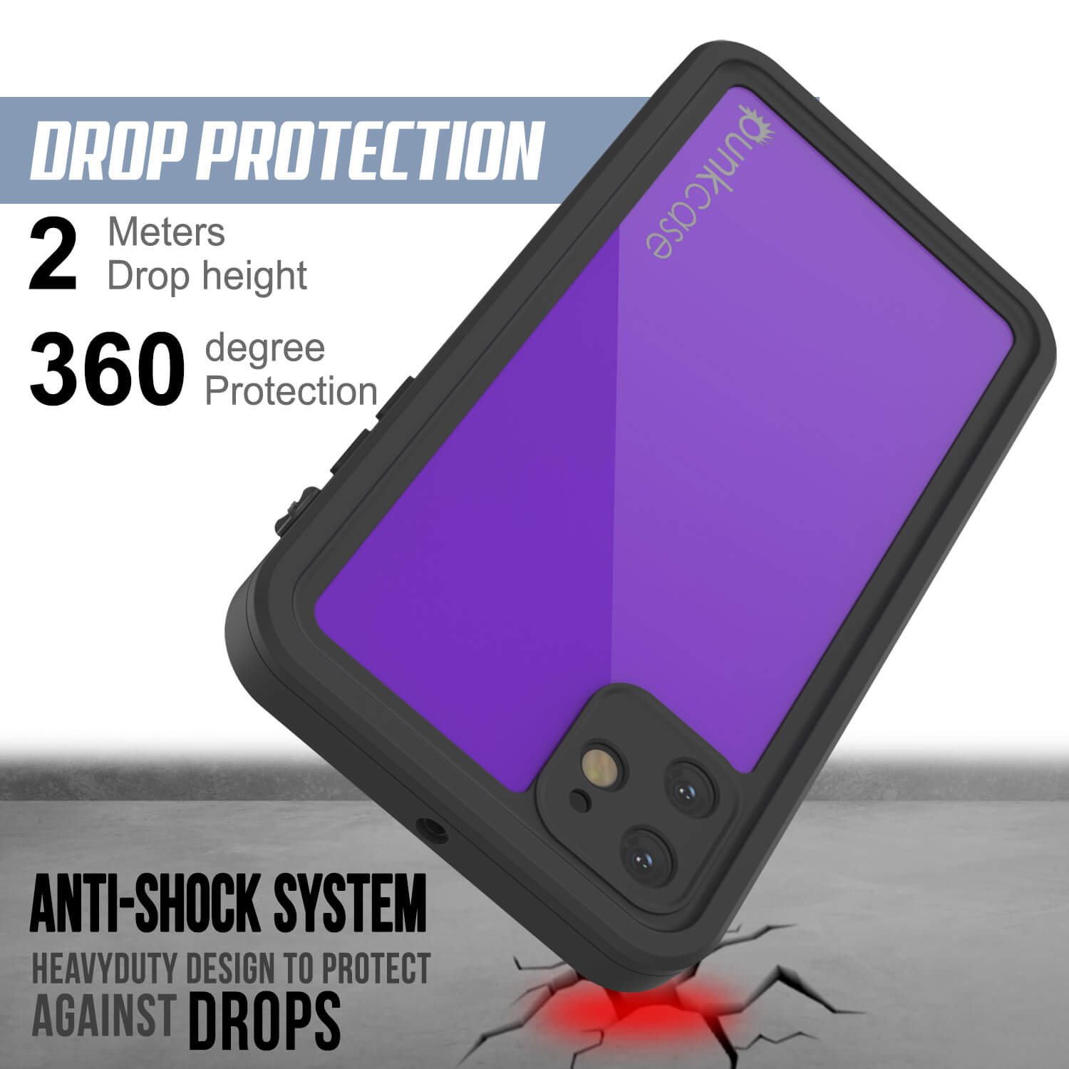 Capa à prova d'água IP68 para iPhone 11, Punkcase [Roxa] [Série StudStar] [Ajuste Slim] [À prova de sujeira]