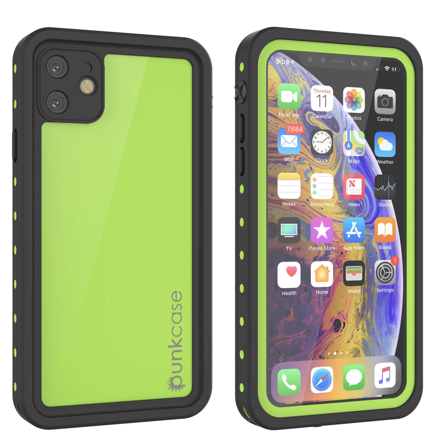 Capa à prova d'água IP68 para iPhone 11, Punkcase [Verde claro] [Série StudStar] [Ajuste fino] [A prova de sujeira]