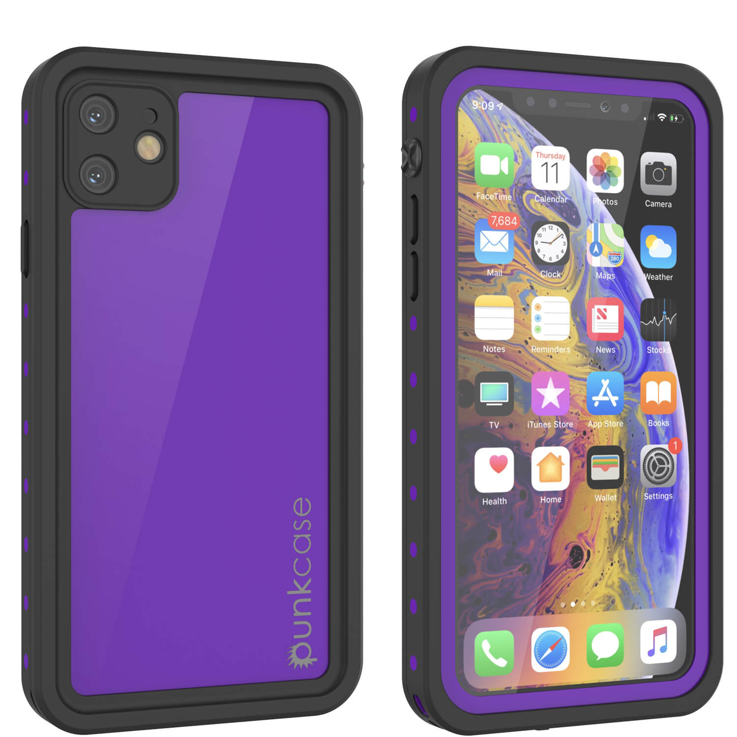 Capa à prova d'água IP68 para iPhone 11, Punkcase [Roxa] [Série StudStar] [Ajuste Slim] [À prova de sujeira]