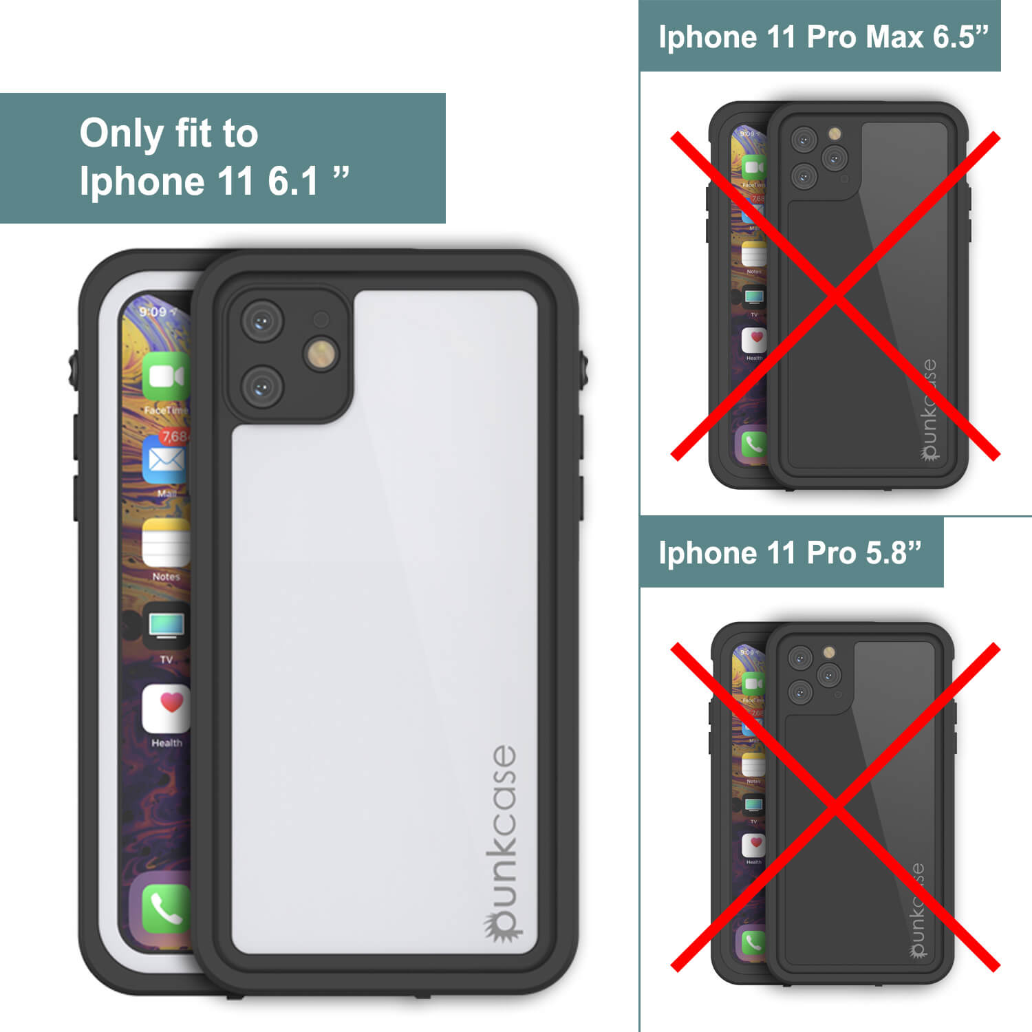Capa à prova d'água IP68 para iPhone 11, Punkcase [Branca] [Série StudStar] [Ajuste Slim] [À Prova de Poeira]