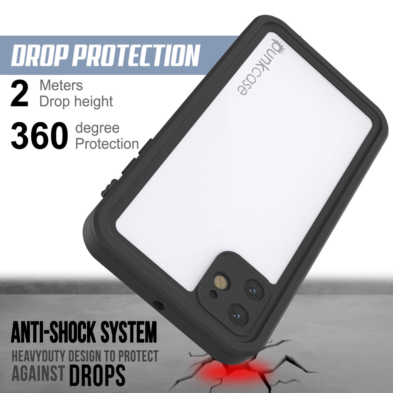 Capa à prova d'água IP68 para iPhone 11, Punkcase [Branca] [Série StudStar] [Ajuste Slim] [À Prova de Poeira]